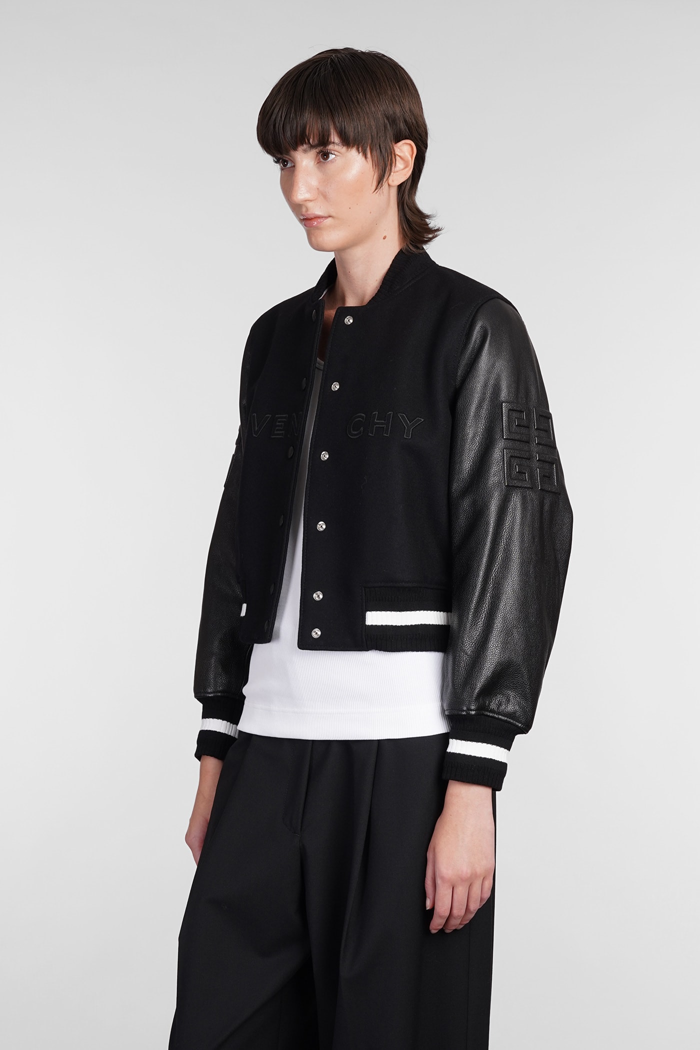 Shop Givenchy Bomber In Black Wool