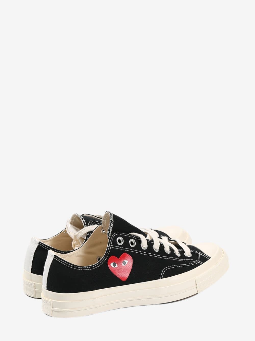 Comme Des Garçons Chuck Taylor Red Heart Sneakers In Black