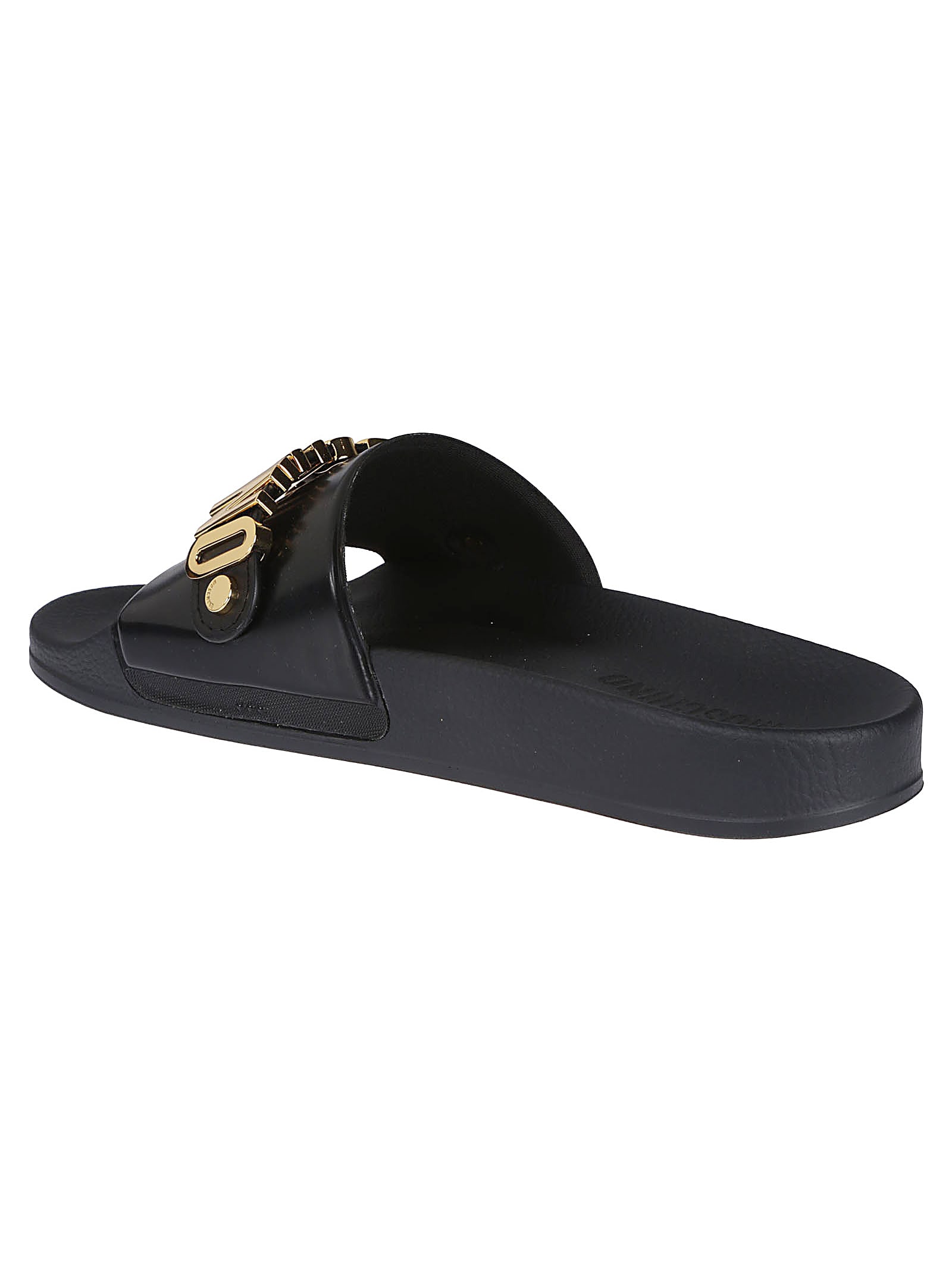 Moschino Logo-hardware Slides In Nero/oro