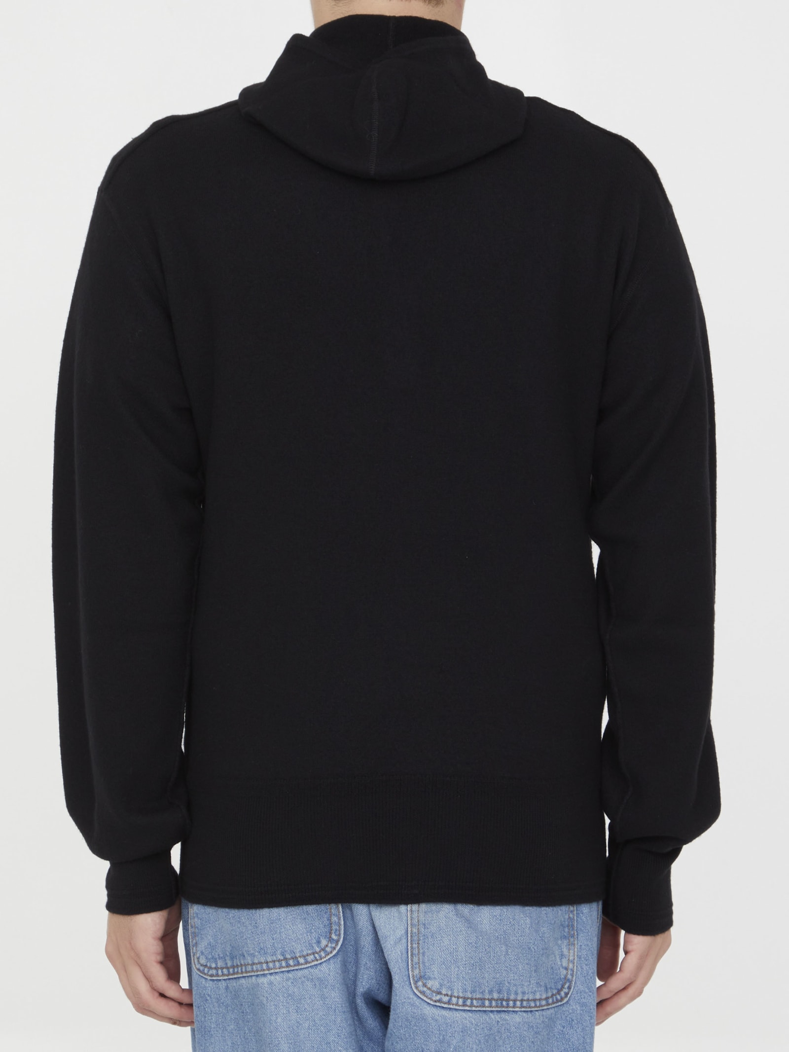 Shop Burberry Wool Hoodie In Black