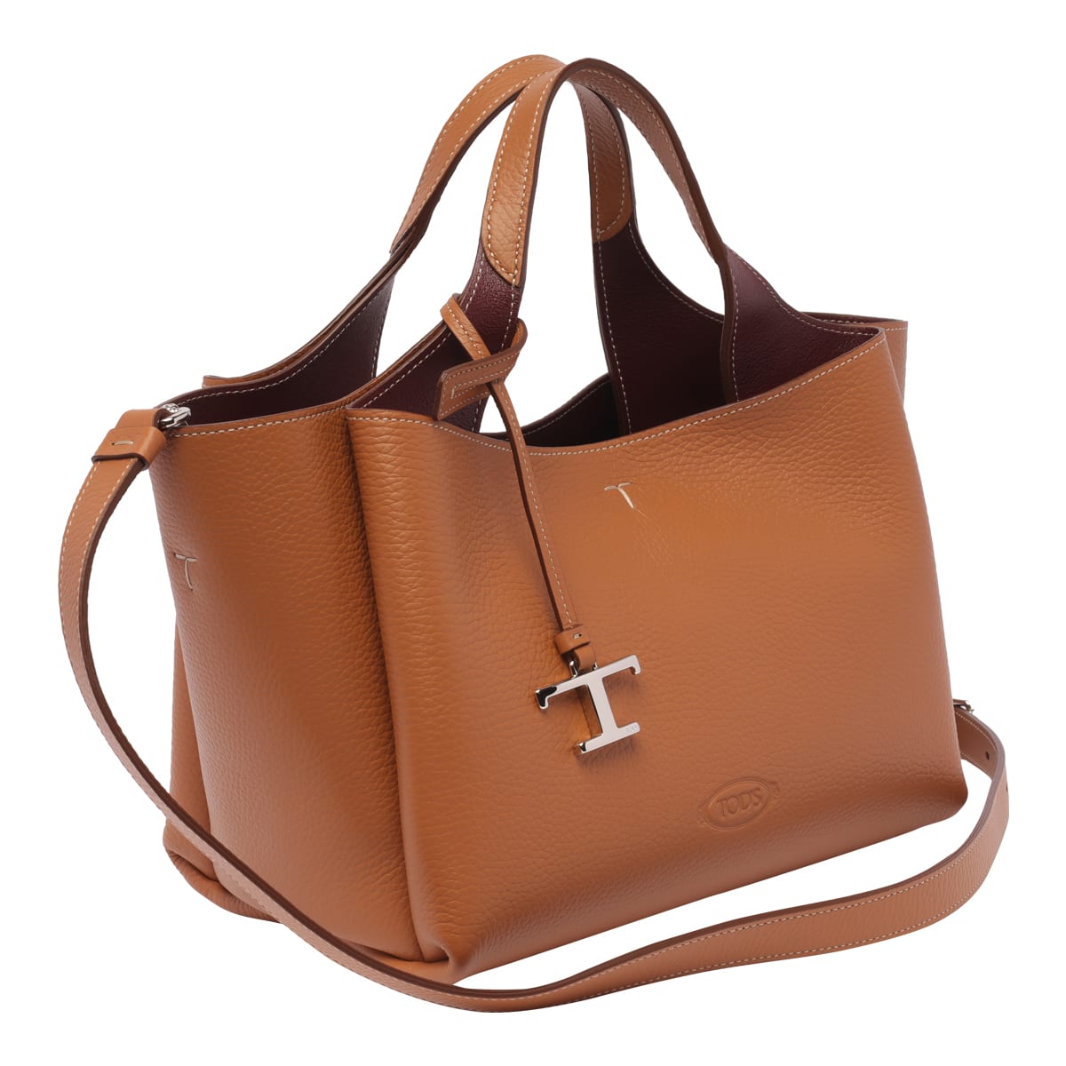 Shop Tod's Mini Leather Handbag In Brown