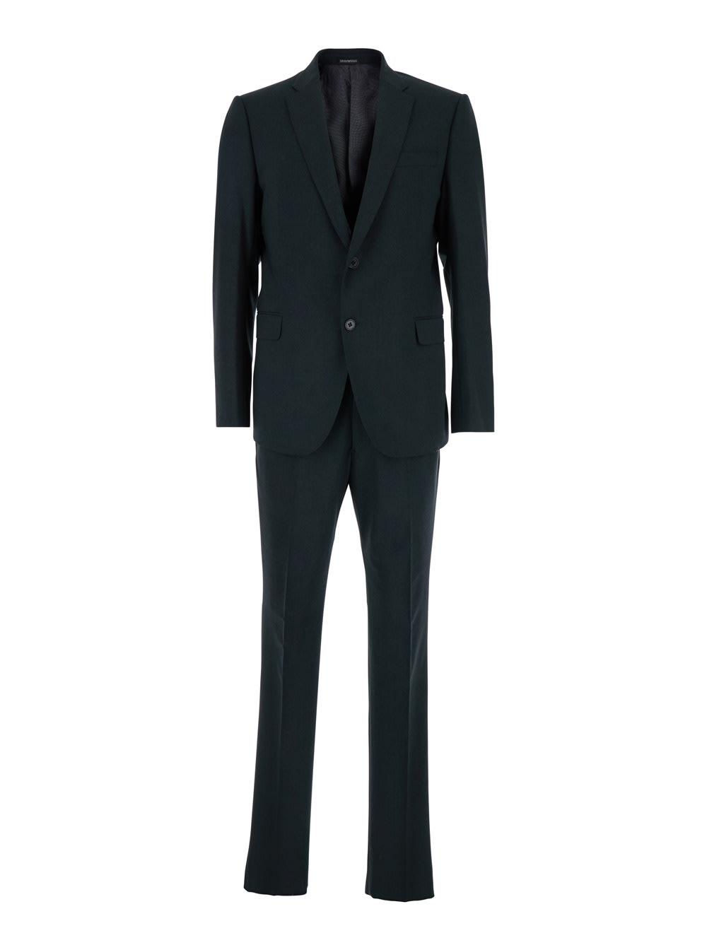 Emporio Armani Grey Single-breasted Suit With Notched Revers In Wool Blend Man