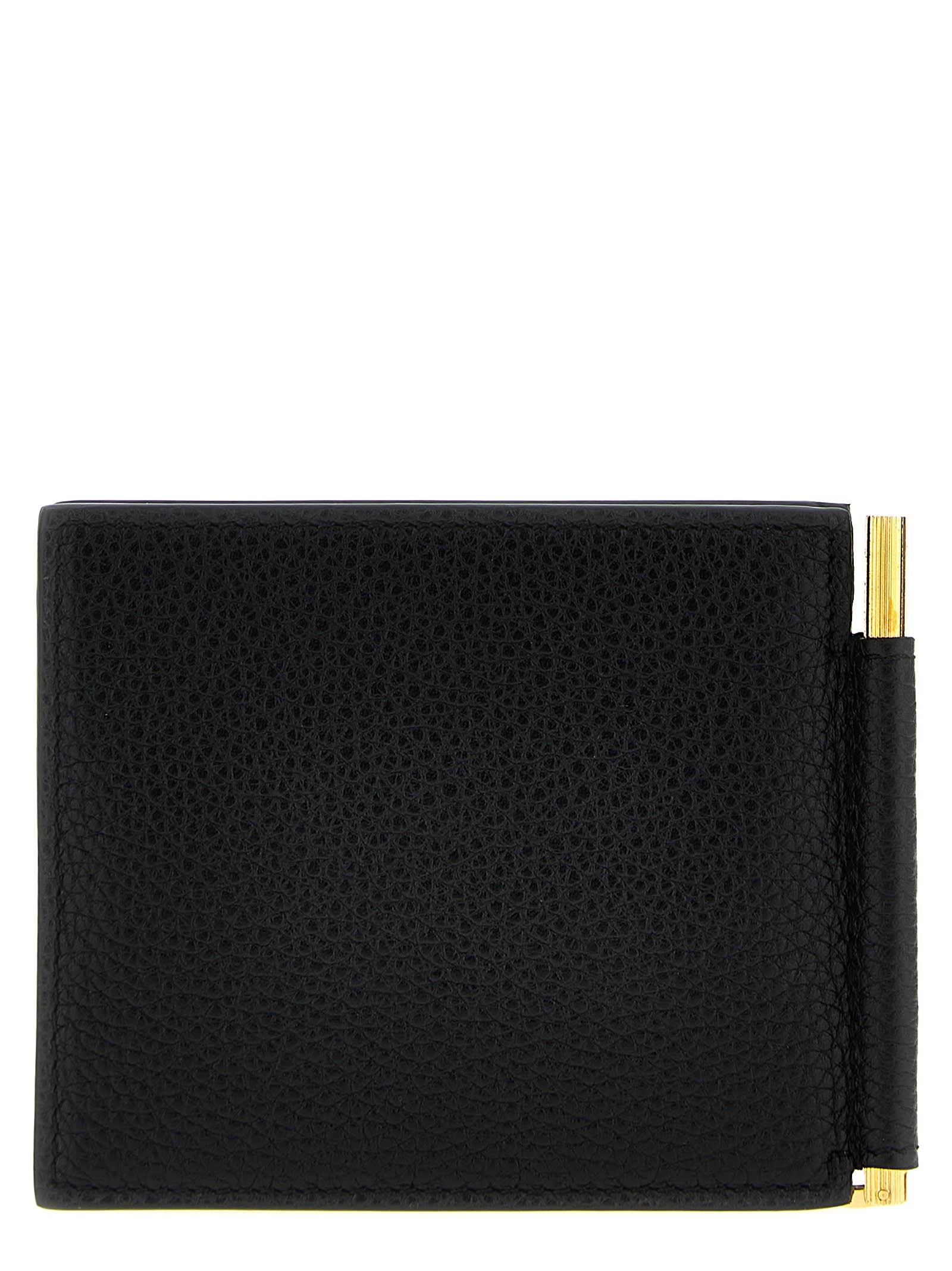 Shop Tom Ford Logo Leather Wallet In Black