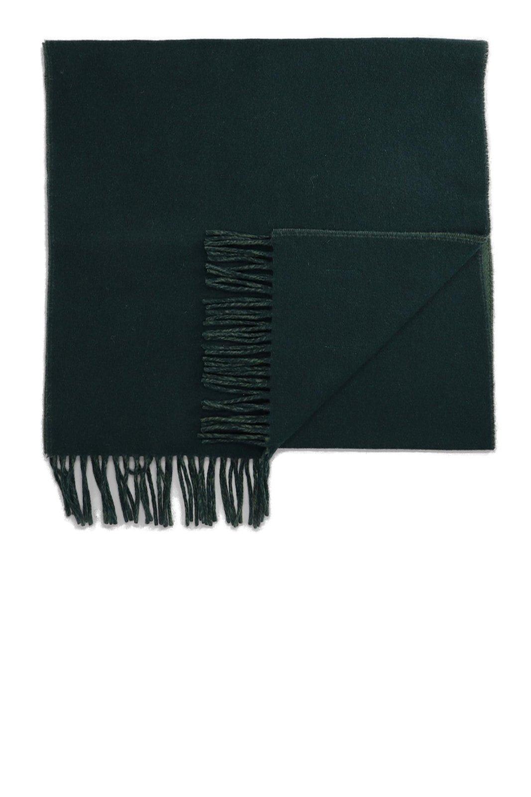 Maison Kitsuné Bold Fox Head Patch Fringed Scarf In Ranger Green