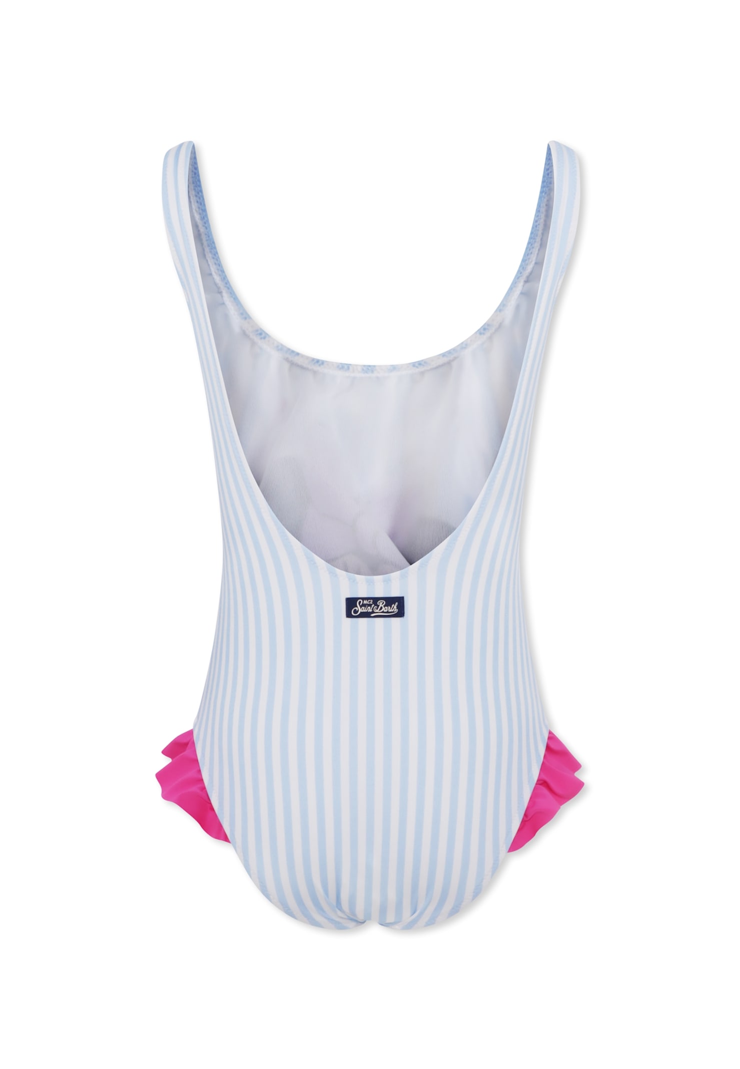 Mc2 Saint Barth Light Blue Swimsuit For Girl With Minnie In Blue
