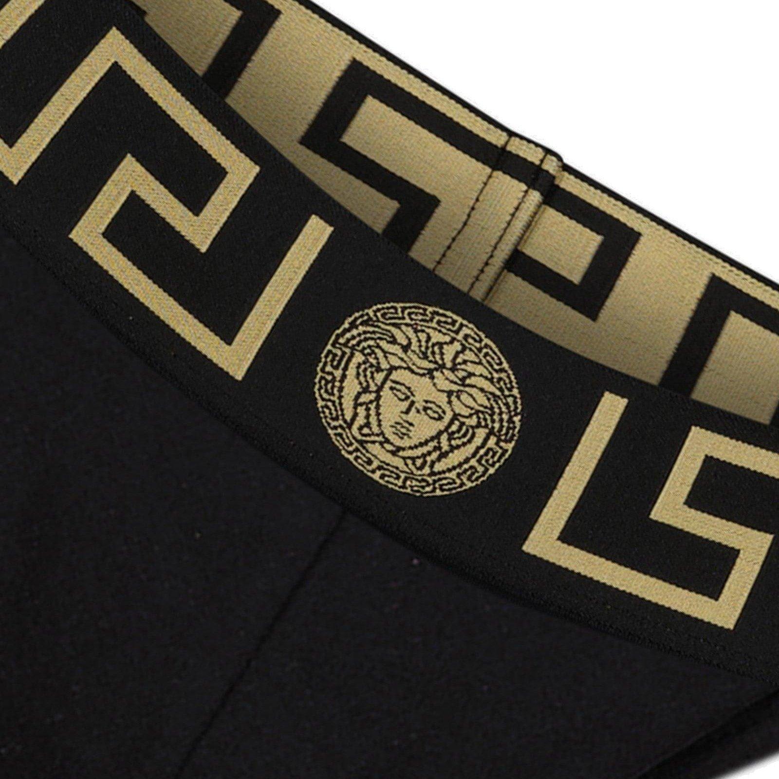 Versace Stretch-jersey-logo-riemen In Blackgoldgreekkey