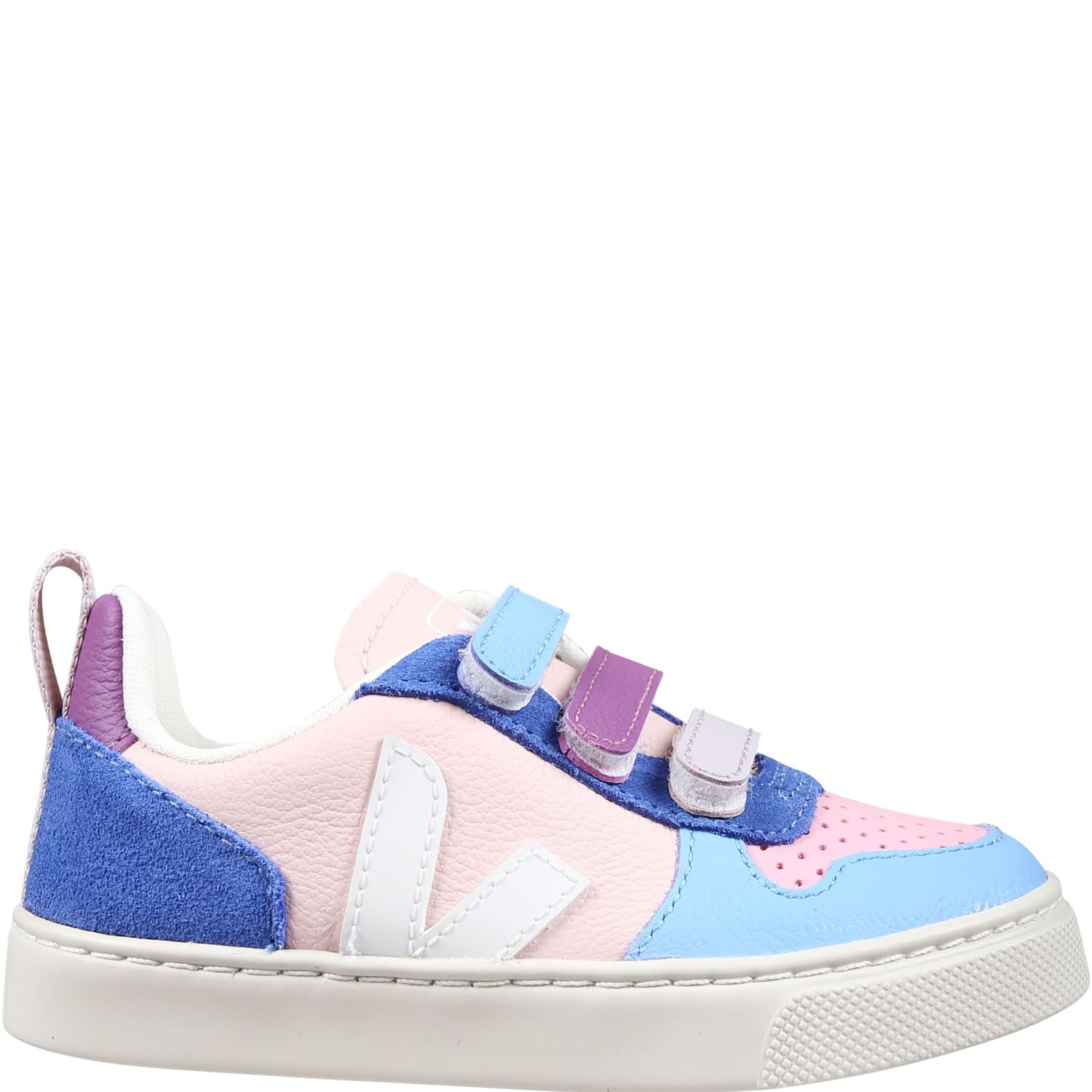 Veja Kids' Pink Sneakers For Girl With Logo In Multicolor
