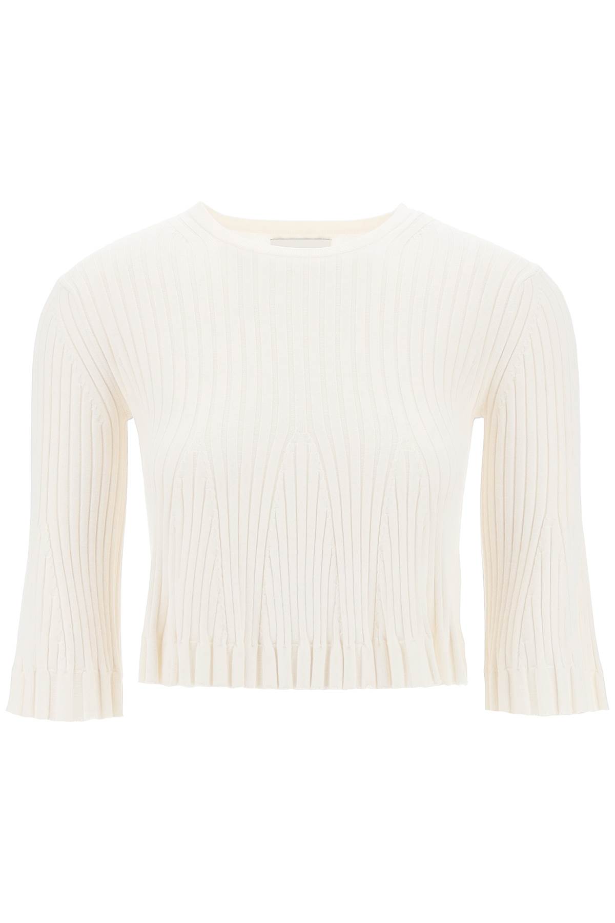 Shop Loulou Studio Silk And Cotton Knit Ammi Crop Top In In Rice Ivory (white)