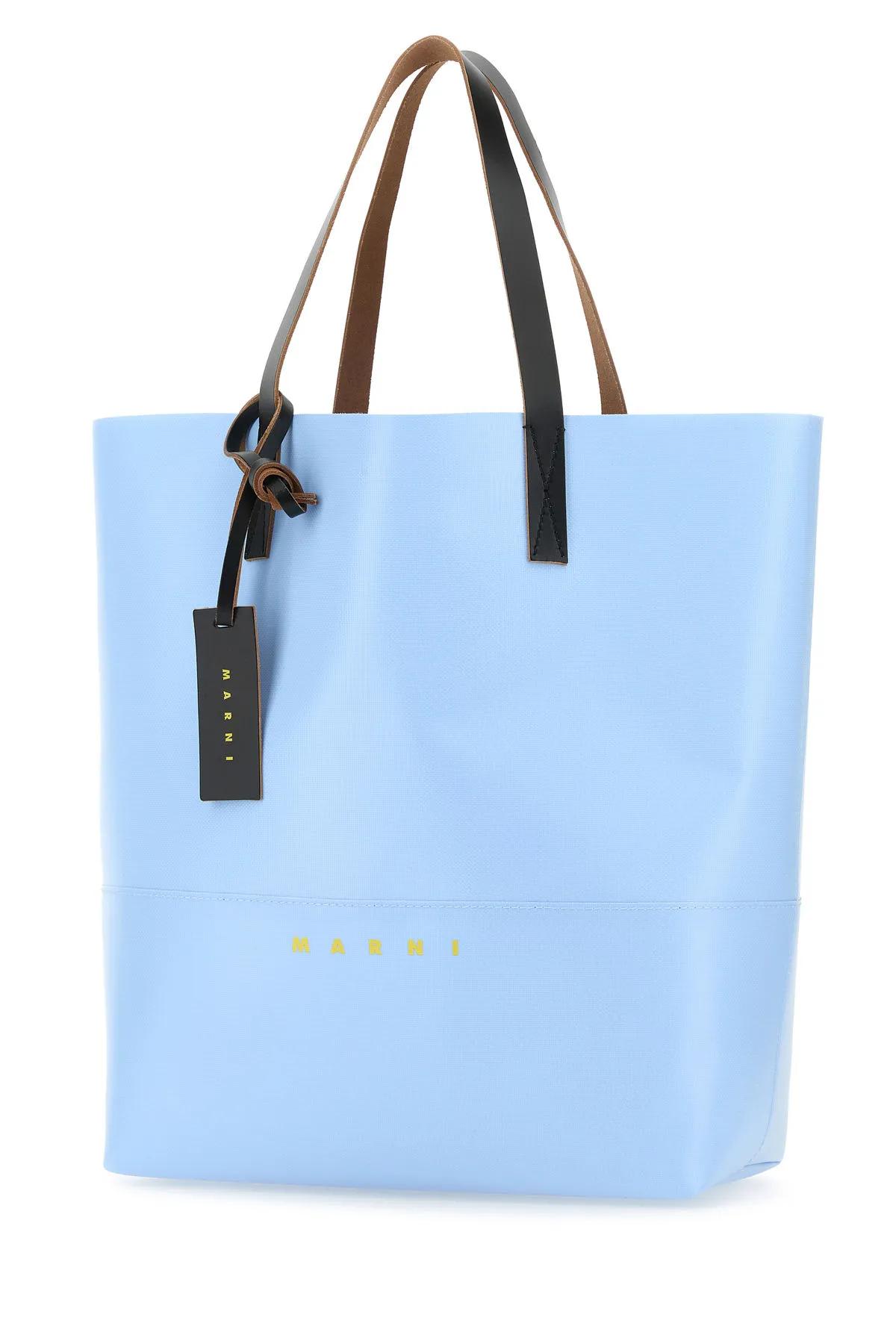 Shop Marni Light Blue Pvc Tribeca Shopping Bag