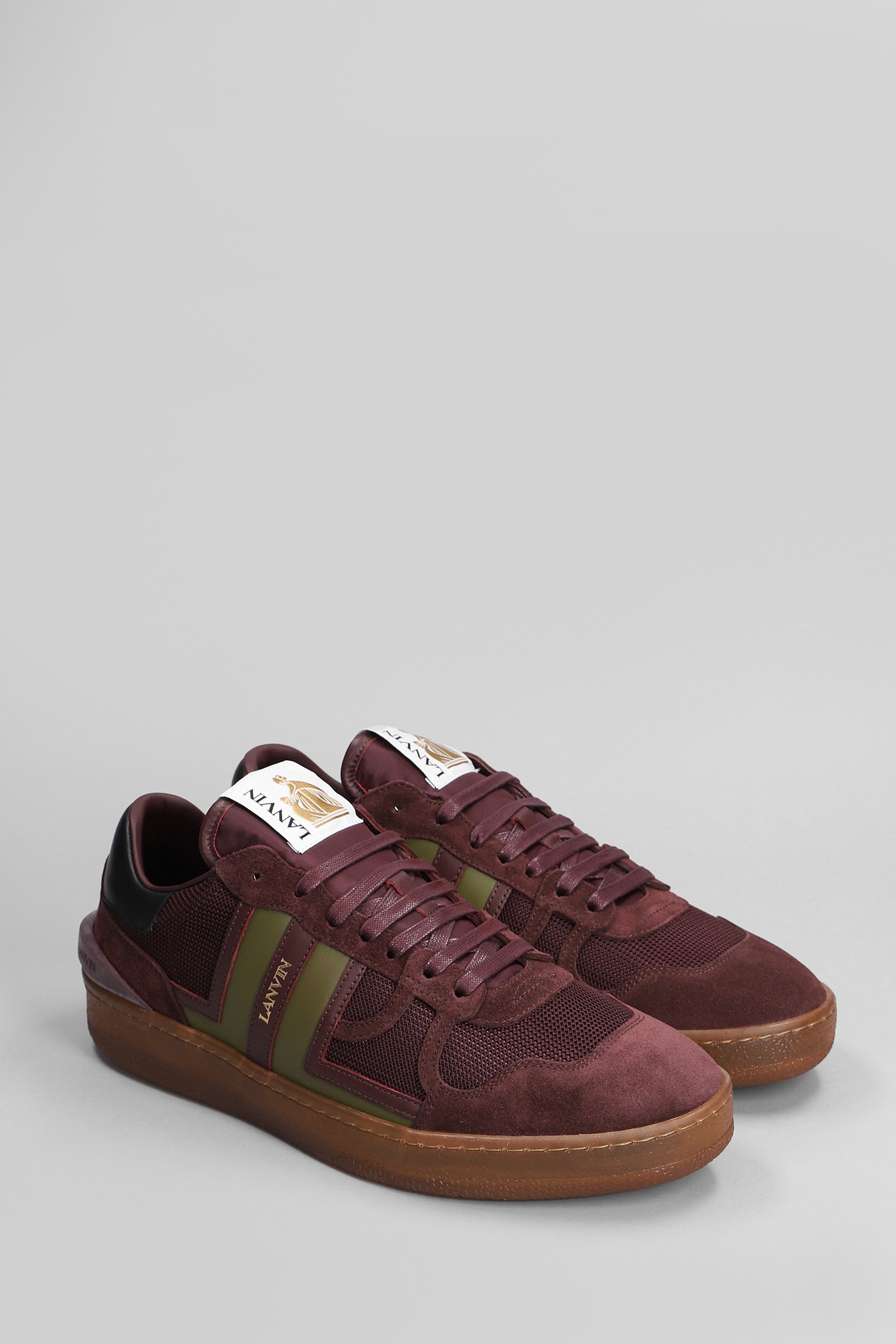 Shop Lanvin Clay Sneakers In Bordeaux Suede And Fabric