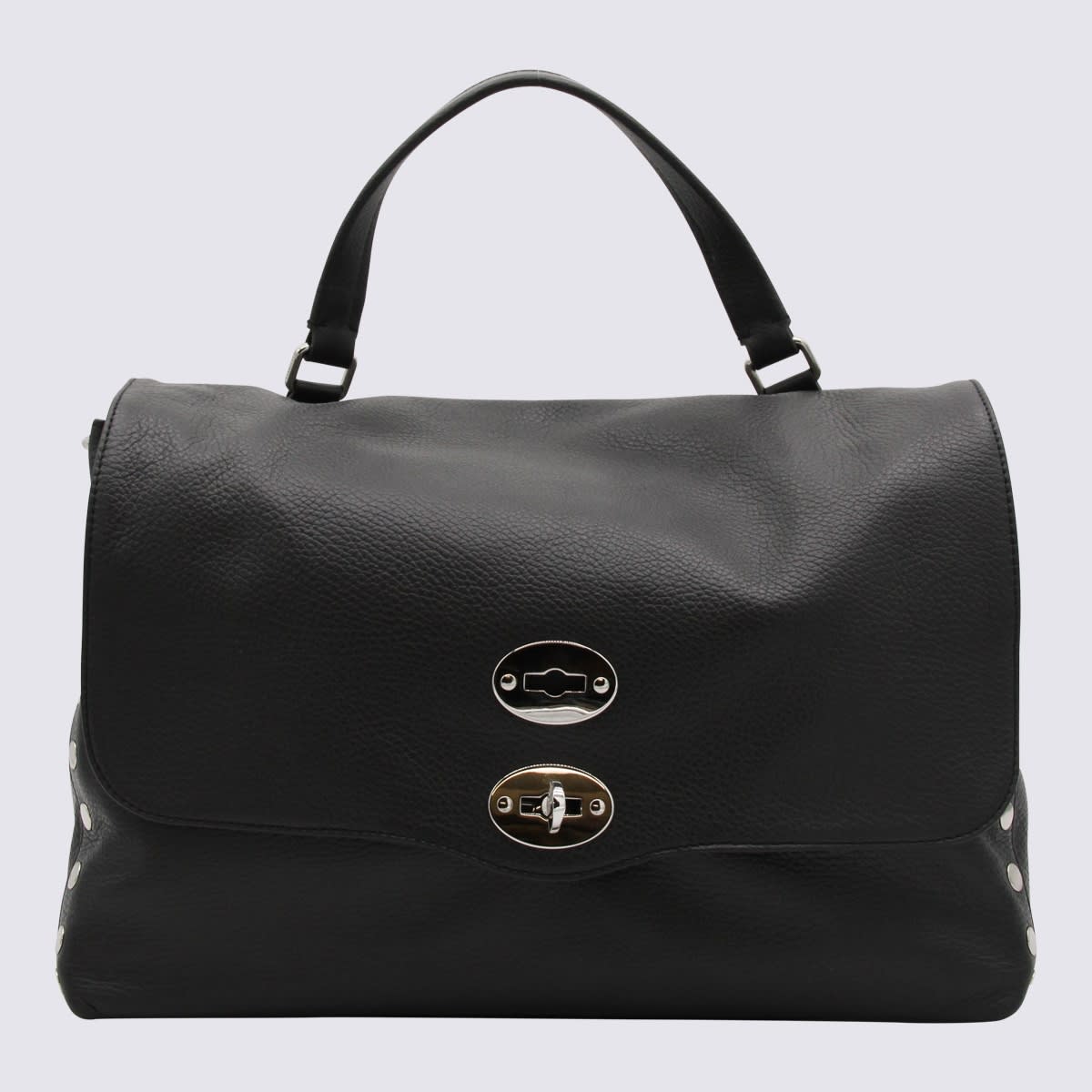 Shop Zanellato Black Leather Postina Daily Medium Top Handle Bag