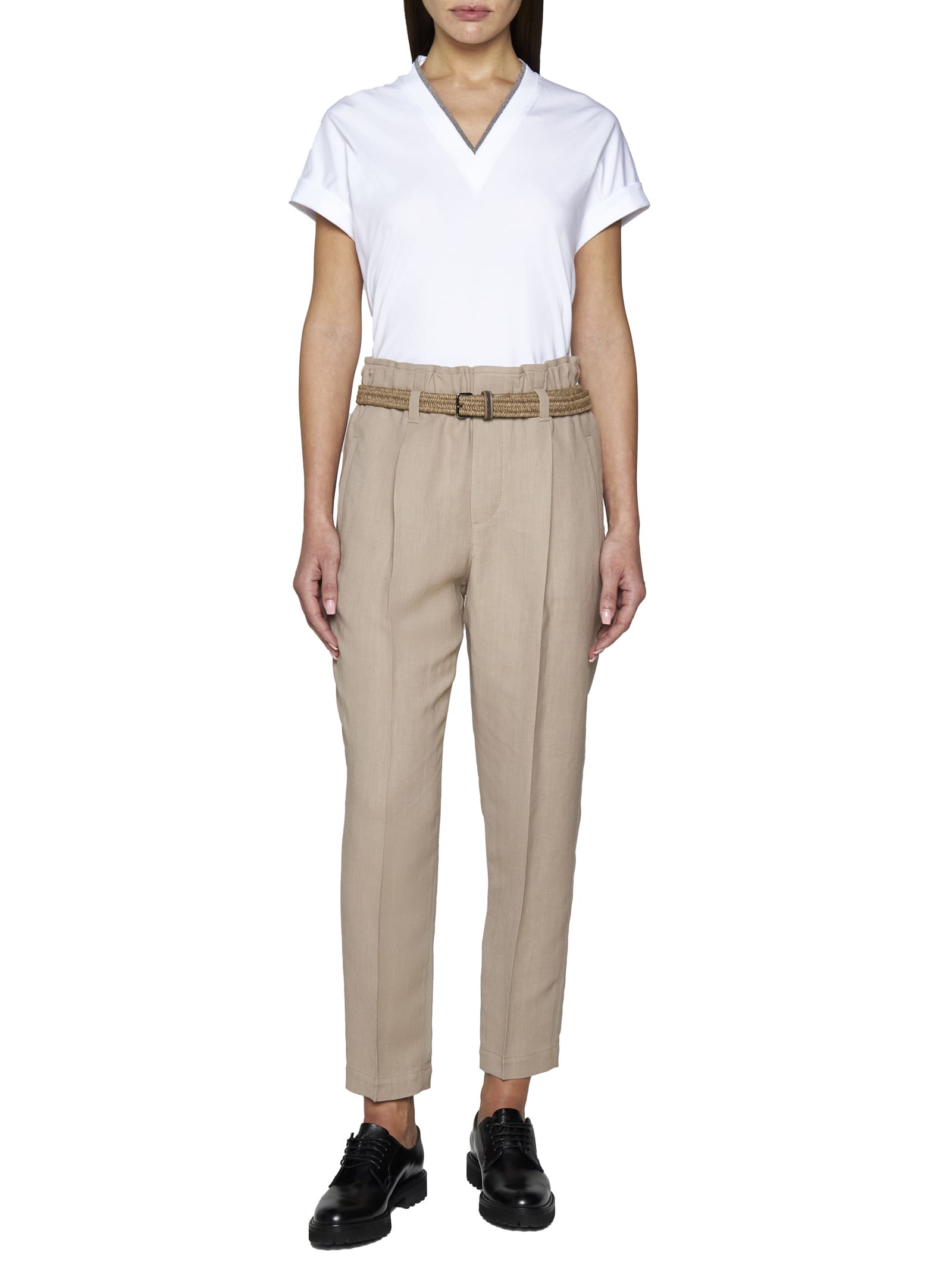 Brunello Cucinelli Stretch Cotton Top In Bianco