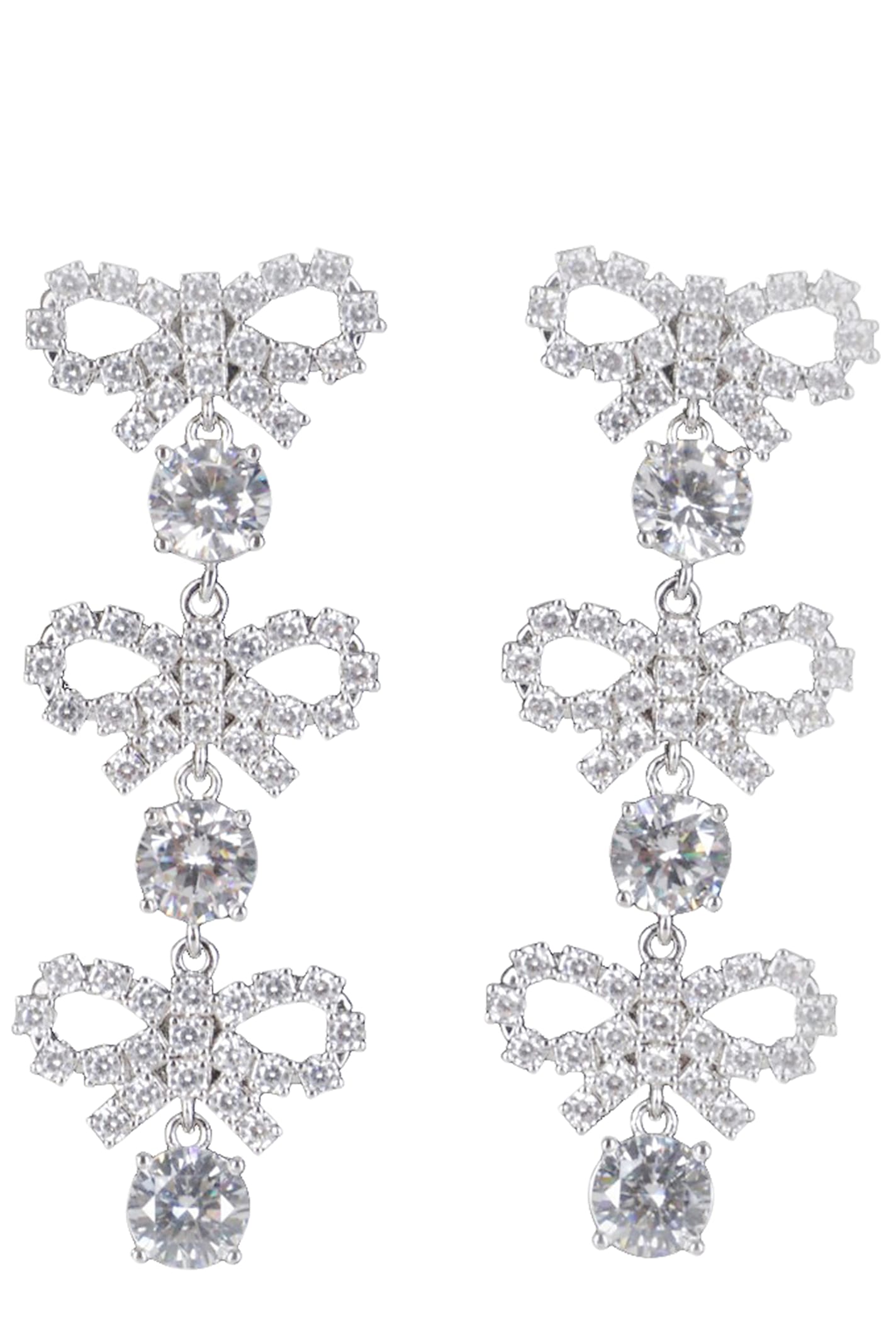 Micro Bow Crystal Tiered Earrings