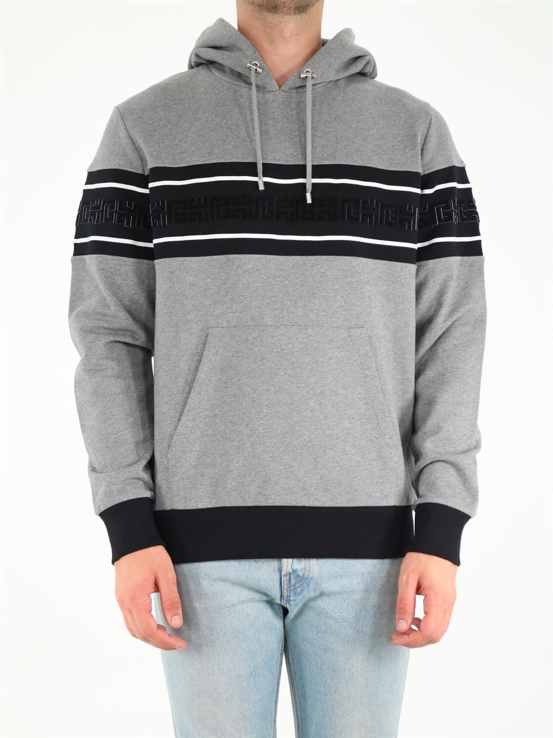Balmain Gray Hooded Sweatshirt