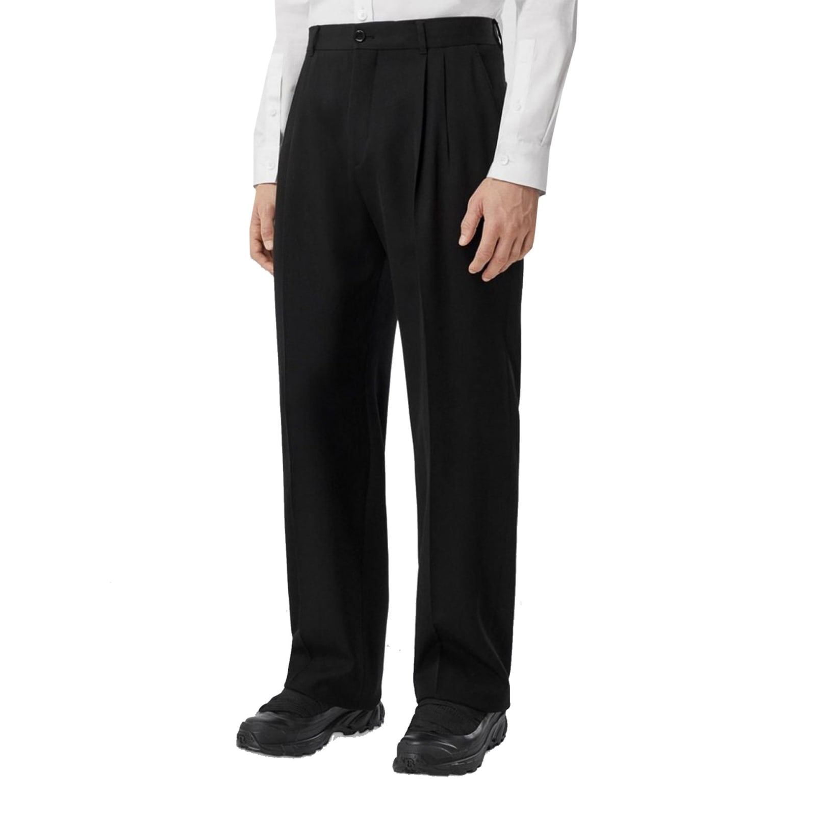 Shop Burberry Wool Pants In Black