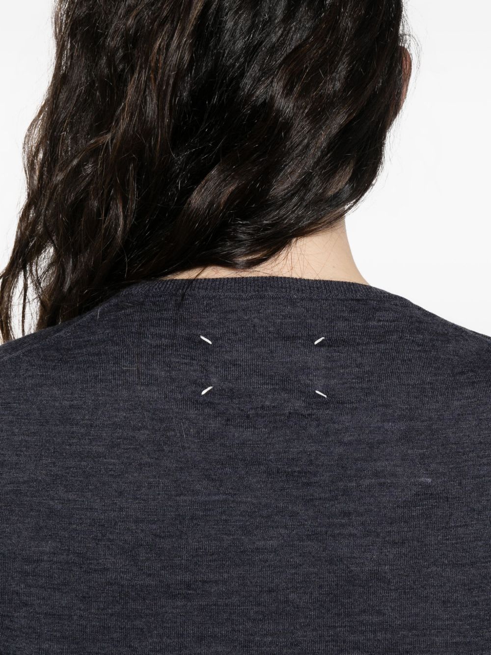 Maison Margiela Lightweight Wool Crewneck Long Sleeve Sweater In Blue