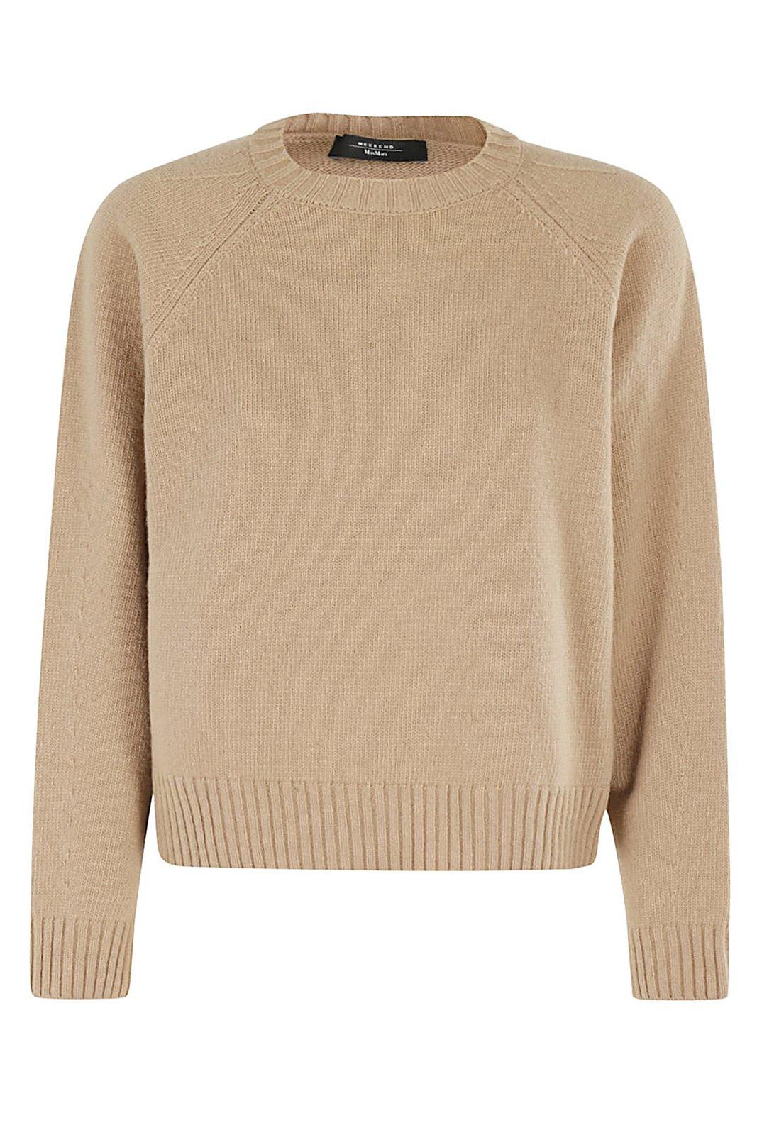 Shop Weekend Max Mara Crewneck Long-sleeved Jumper In Camel