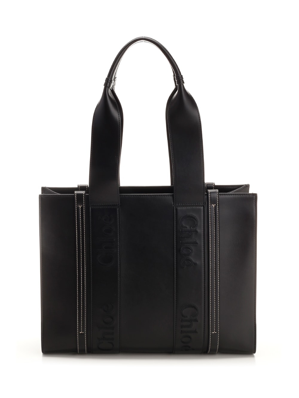 Shop Chloé Woody Midi Tote Bag In Black