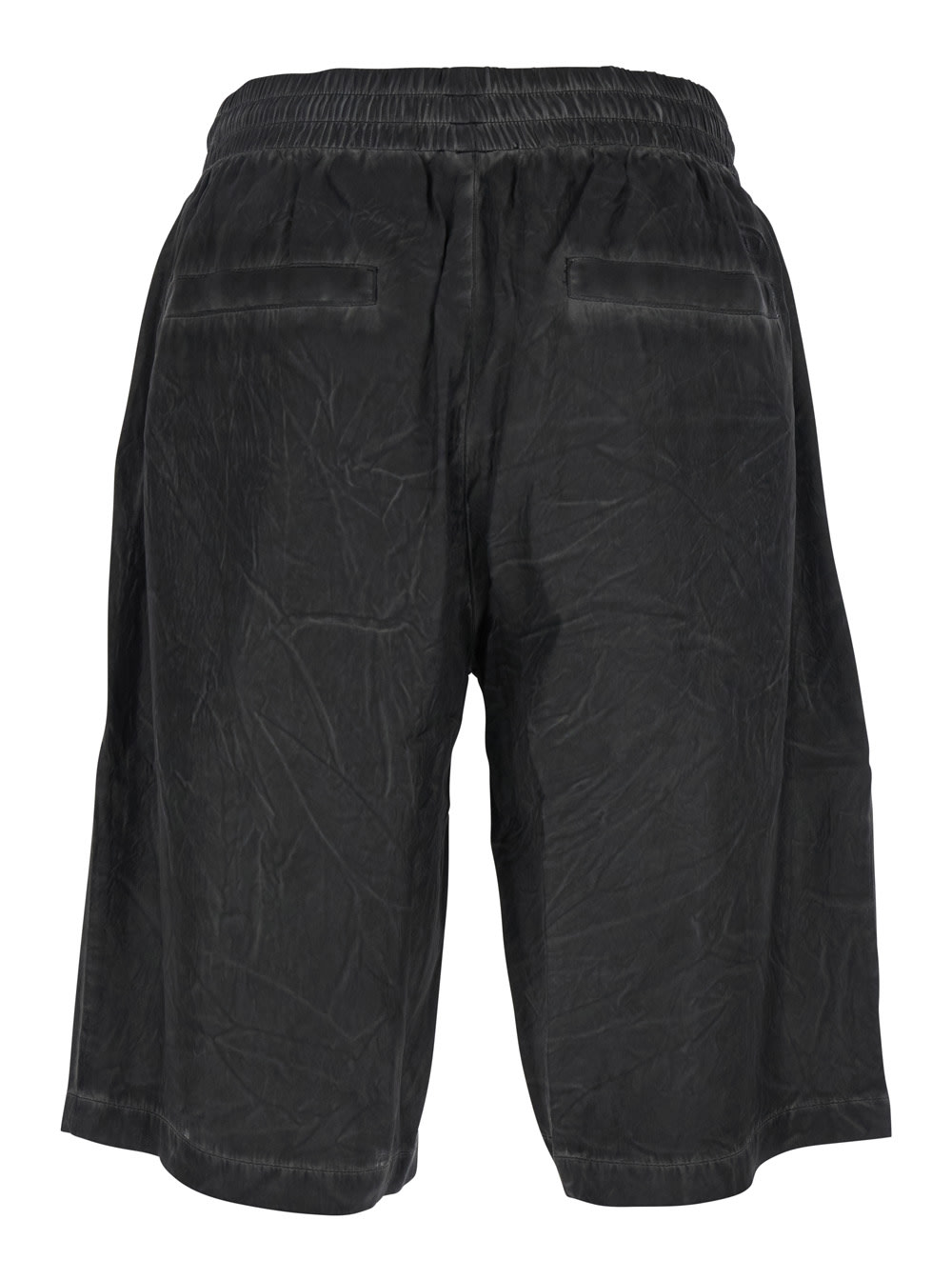 Diesel Leon Black Bermuda Pants With Elastic Waist And Two Rear Welt Pockets In Tech Fabric Man In Black