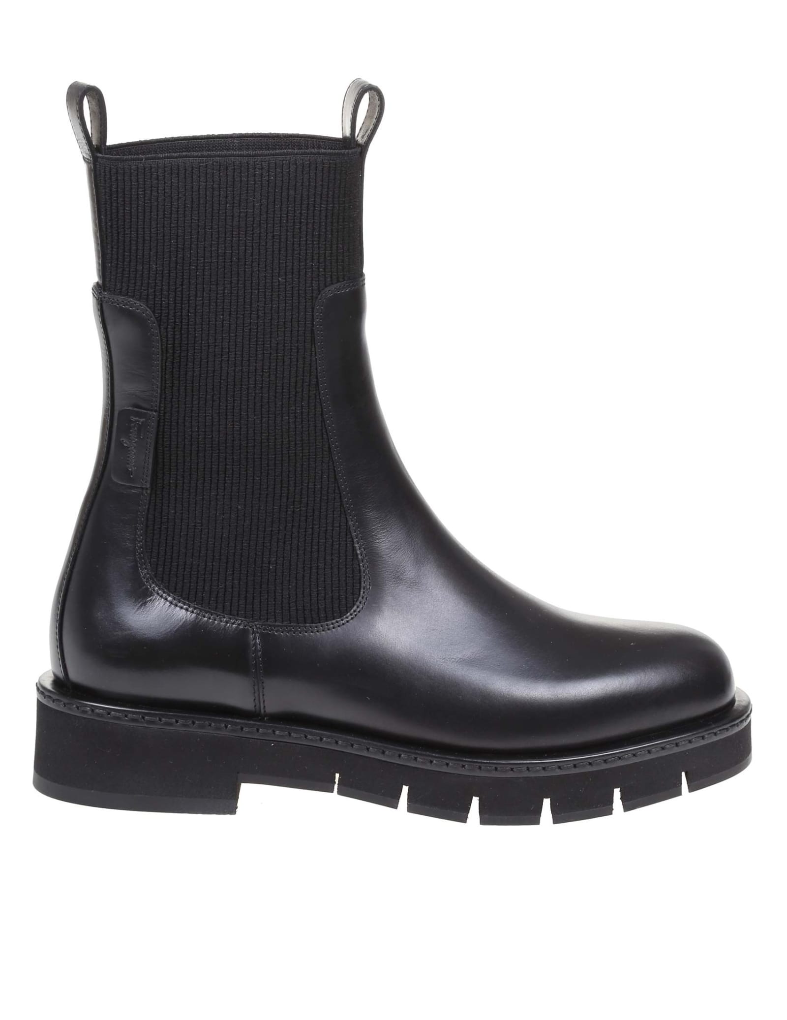 Salvatore Ferragamo Rook Boots In Leather With Elastic Side