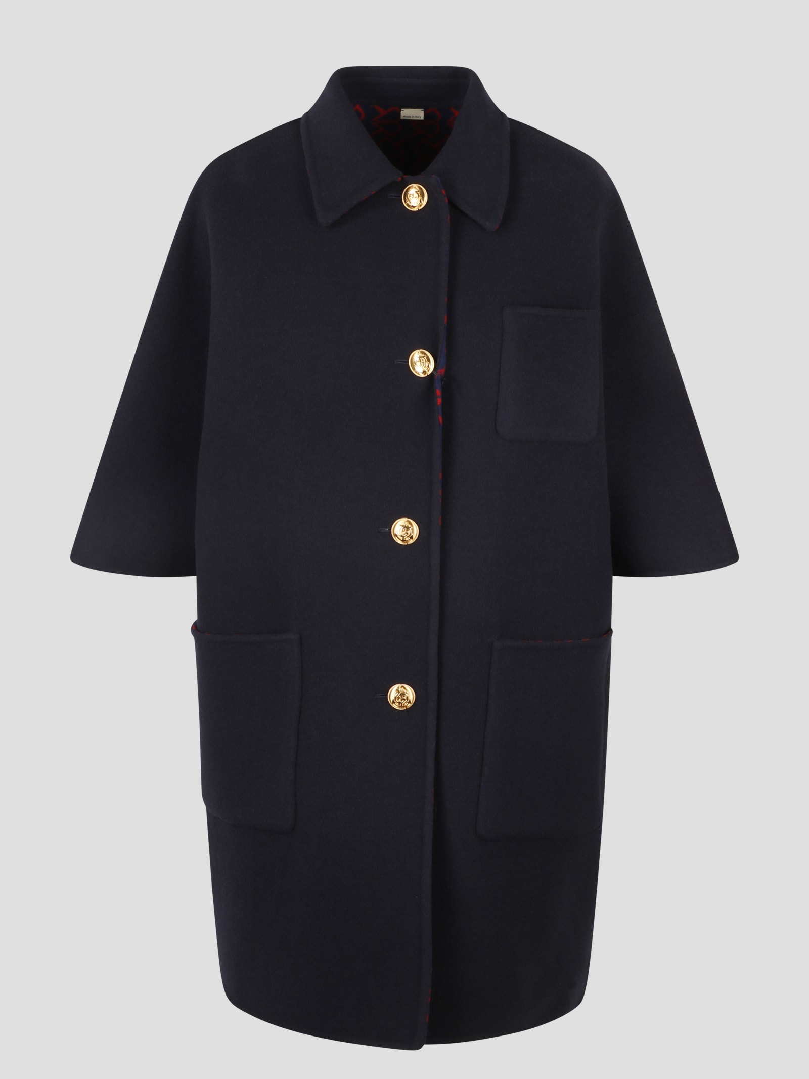 GUCCI REVERSIBLE WOOL SILK COAT