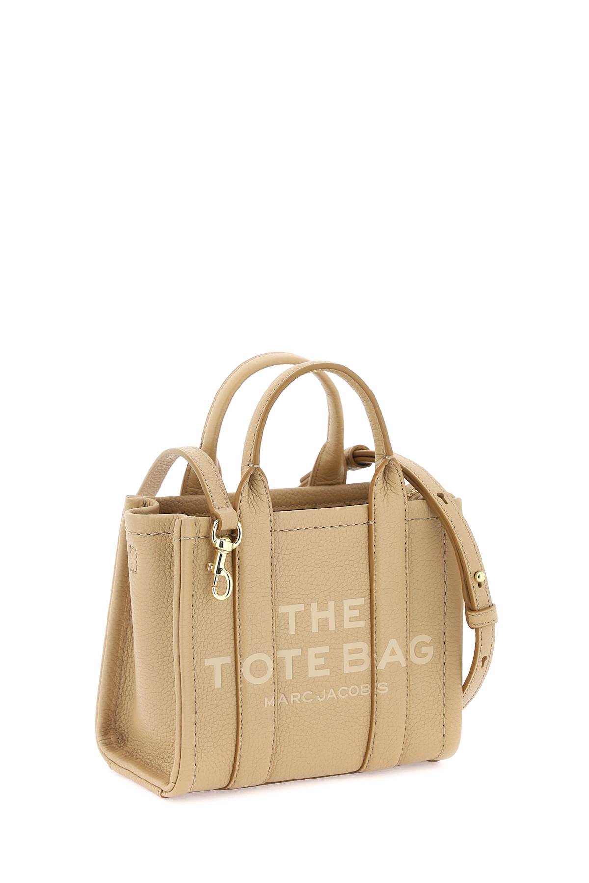 Shop Marc Jacobs The Leather Mini Tote Bag In Camel (beige)