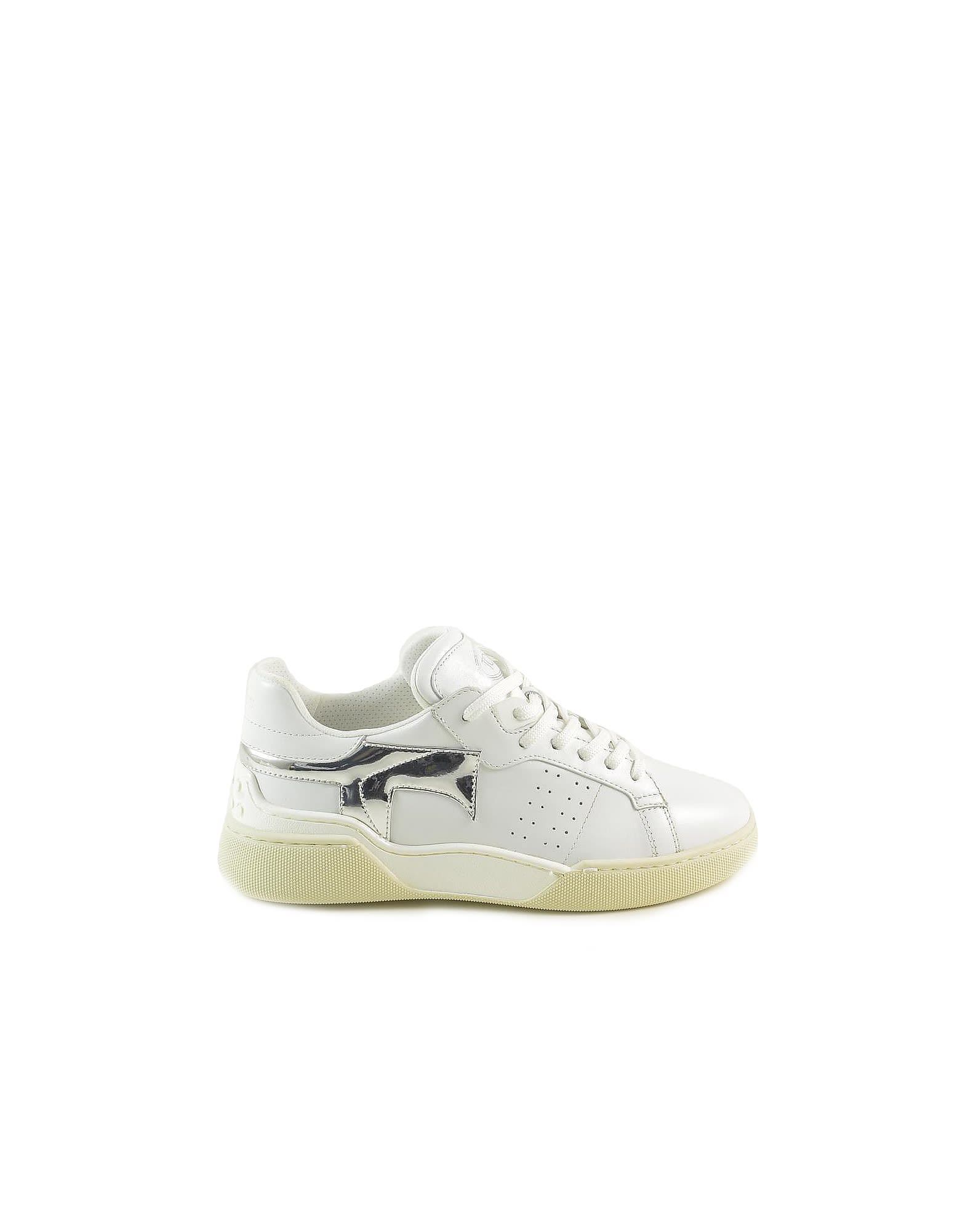 Tods White/silver Leather Womens Sneakers