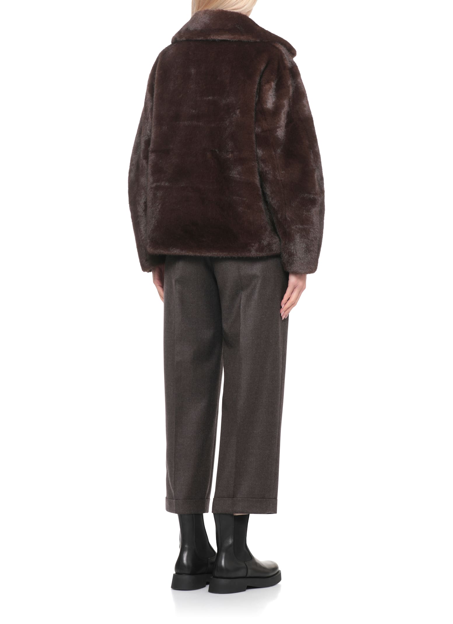 Betta Corradi Synth Fur Coat In Brown