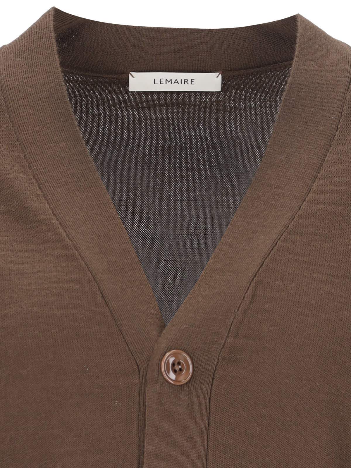 Shop Lemaire Neckline Cardigan In Brown