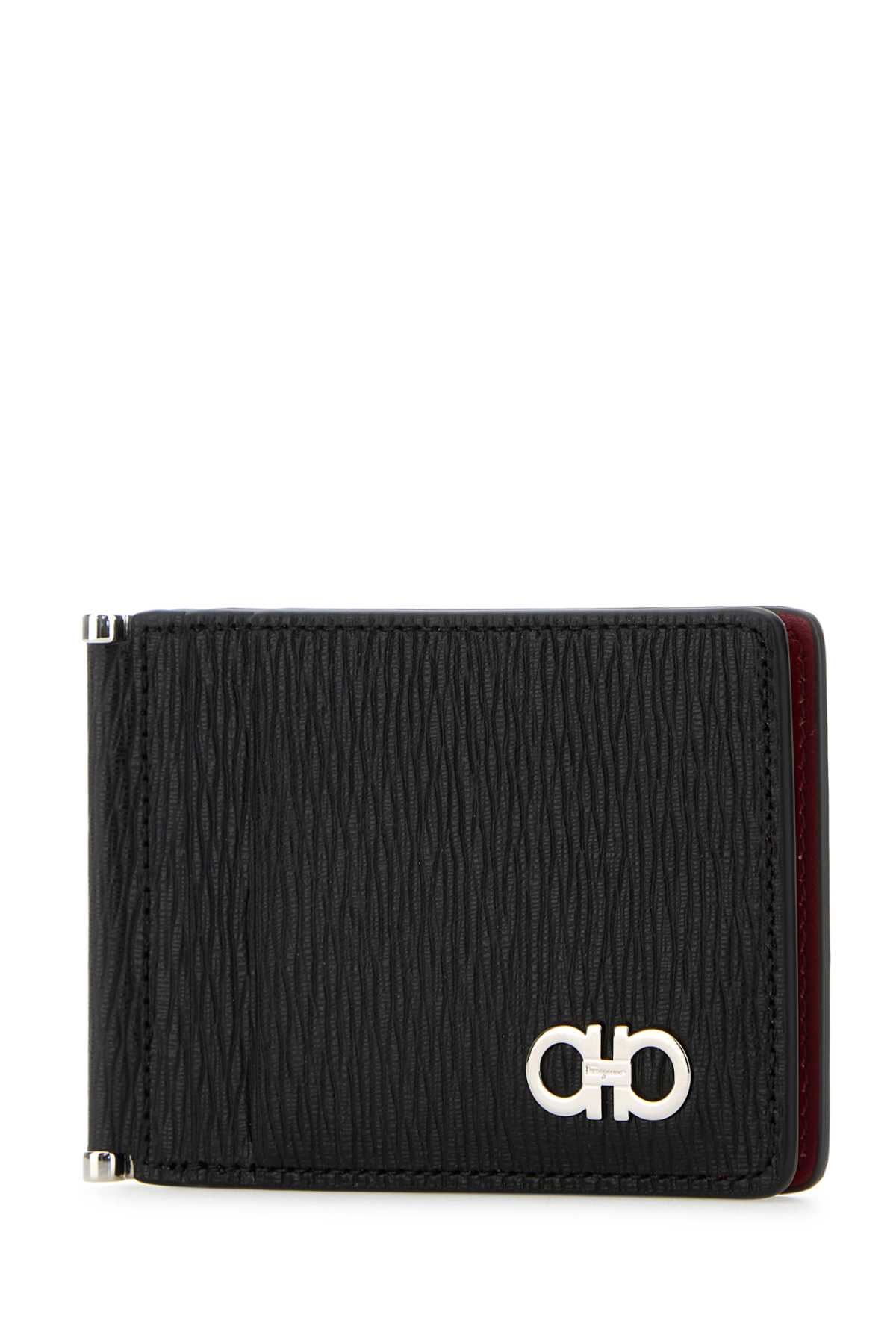 Shop Ferragamo Black Leather Card Holder In Neroredferra