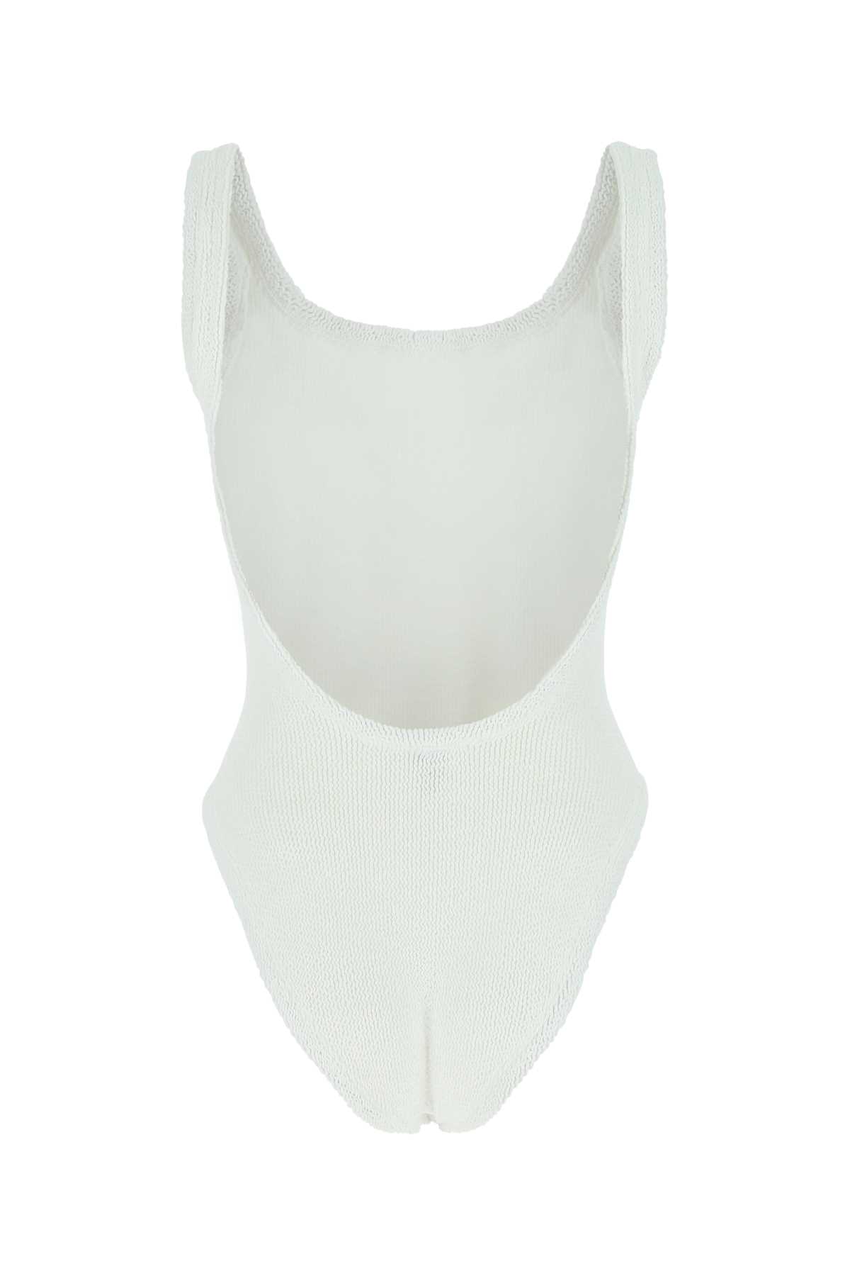 Hunza G White Stretch Nylon Swimsuit In White