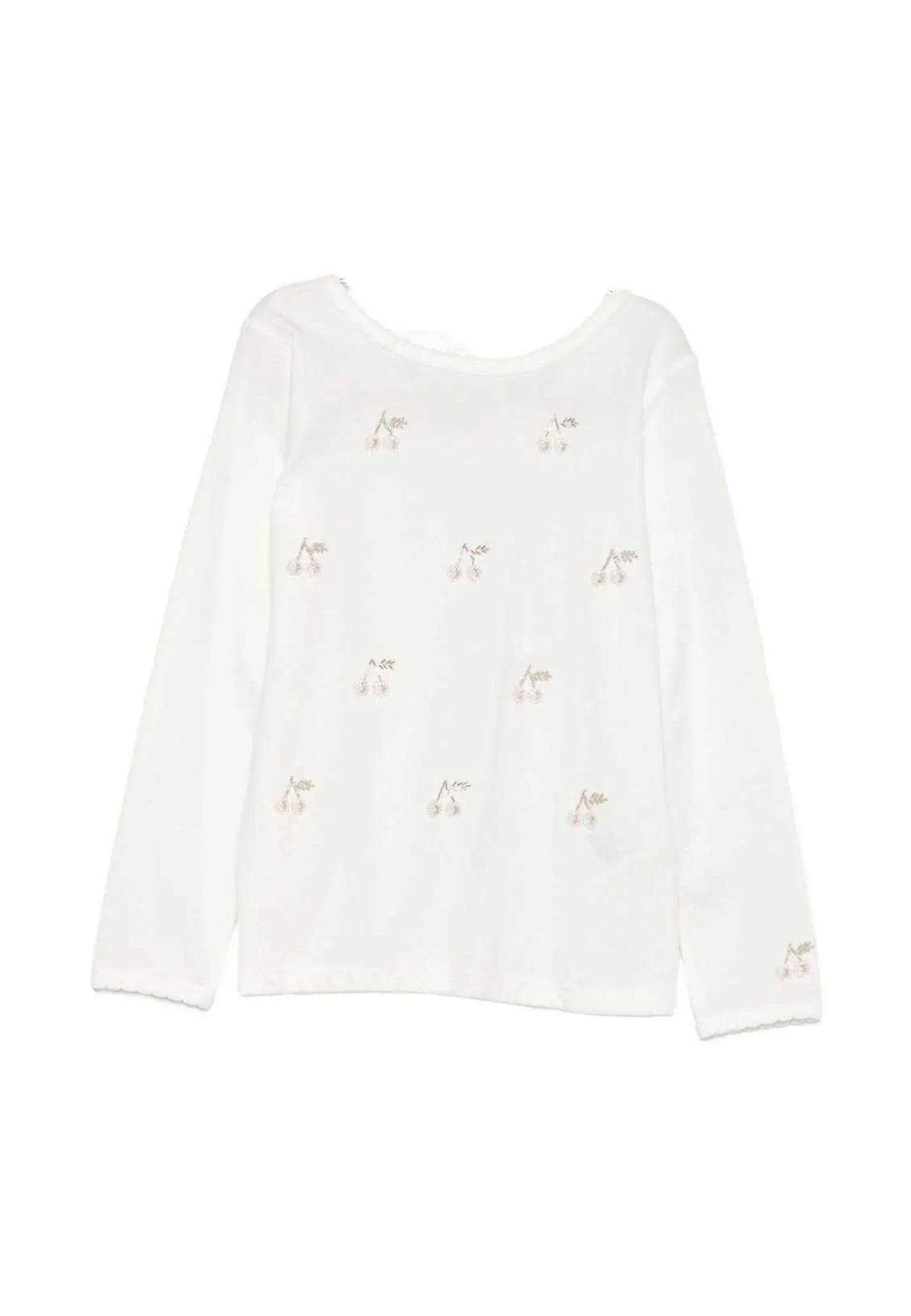 Bonpoint Kids' Ivory T-shirt For Girl With Cherries In White