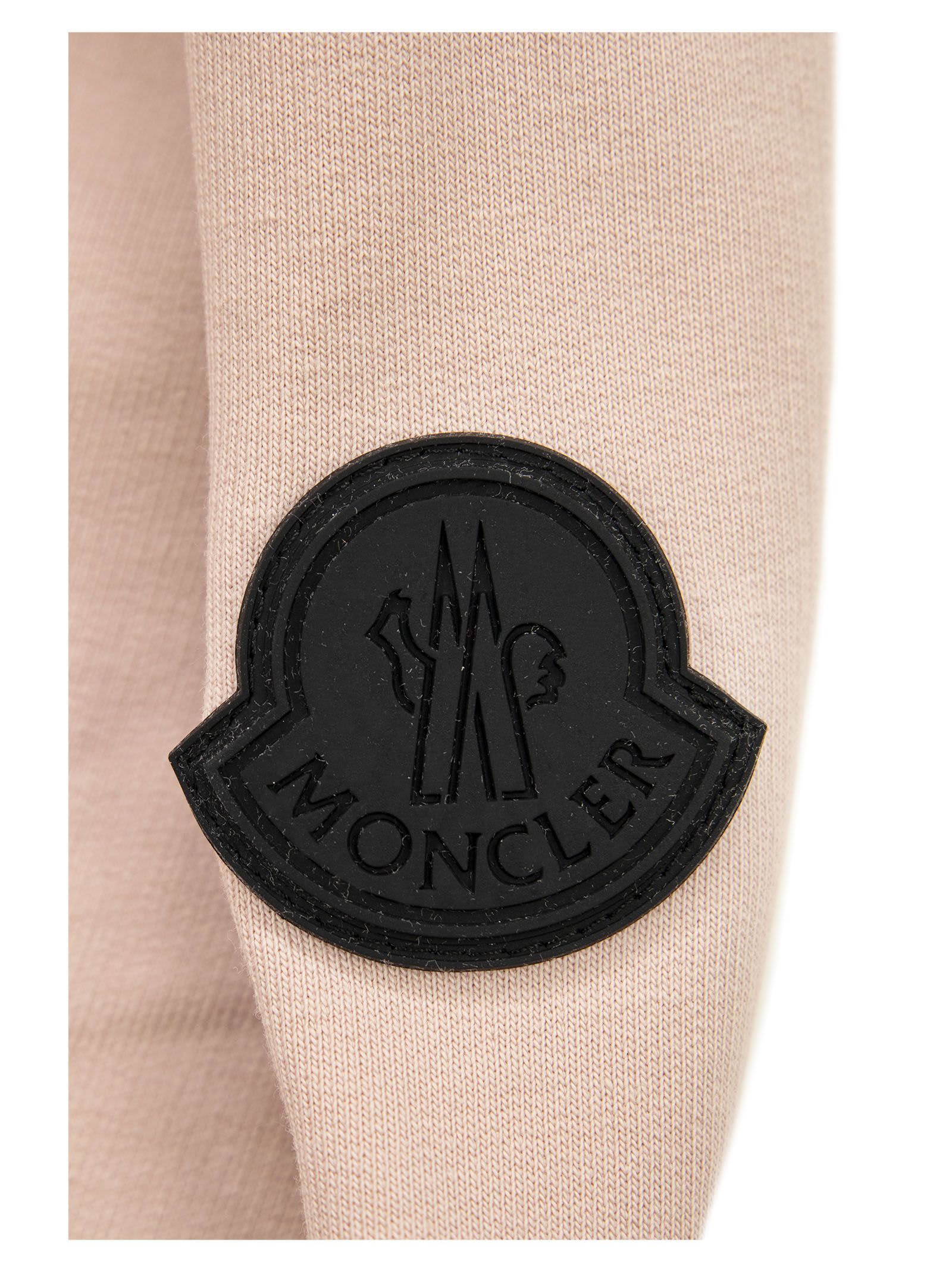 Shop Moncler Hooded Sweatshirt With Contrasting Details In Light Pink