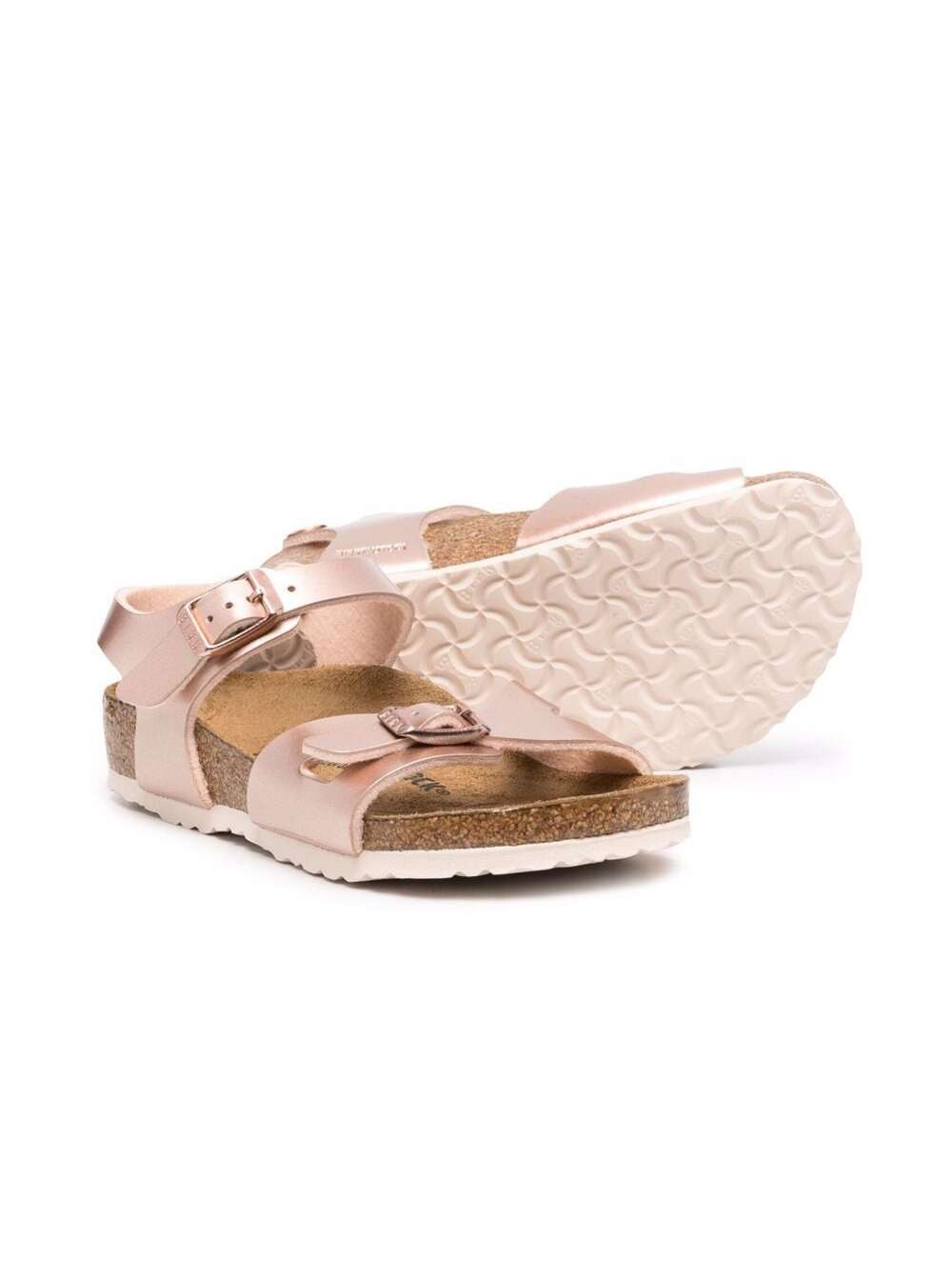 Shop Birkenstock Kids Girls Rio Electric Pink Leather Sandals