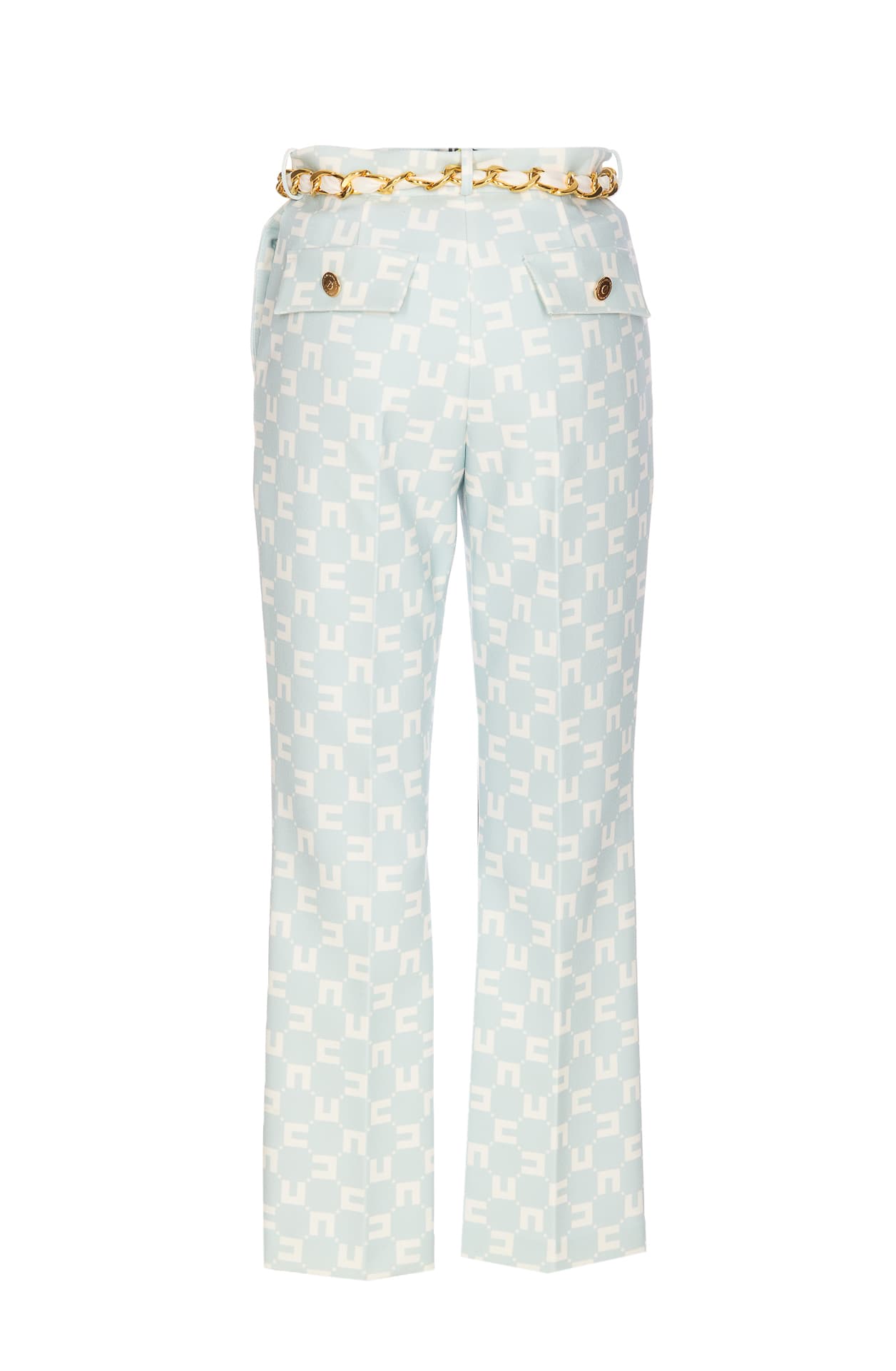 Shop Elisabetta Franchi Pants With Chain In Blue