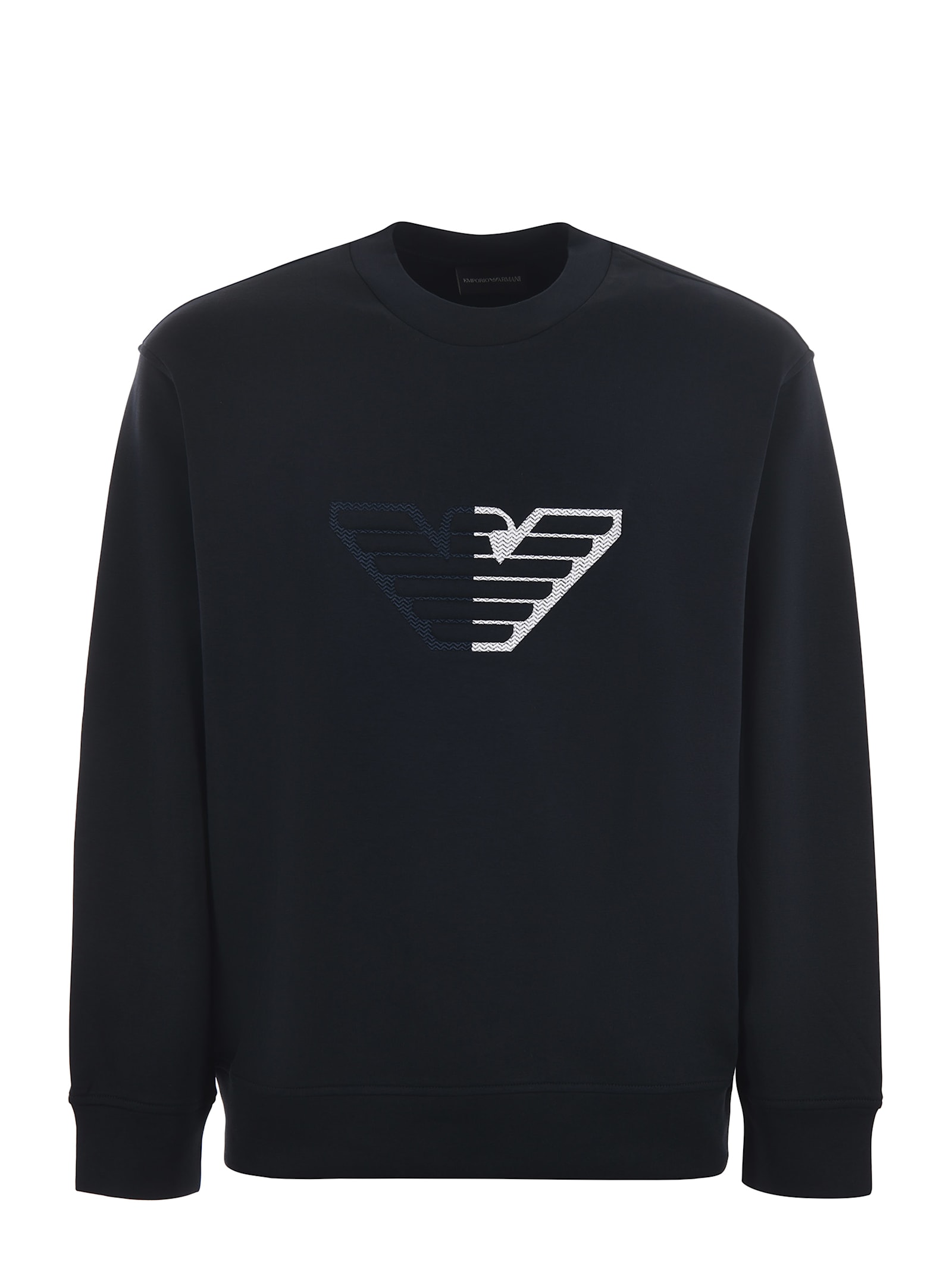 Shop Emporio Armani Techno Cotton Sweatshirt In Blue