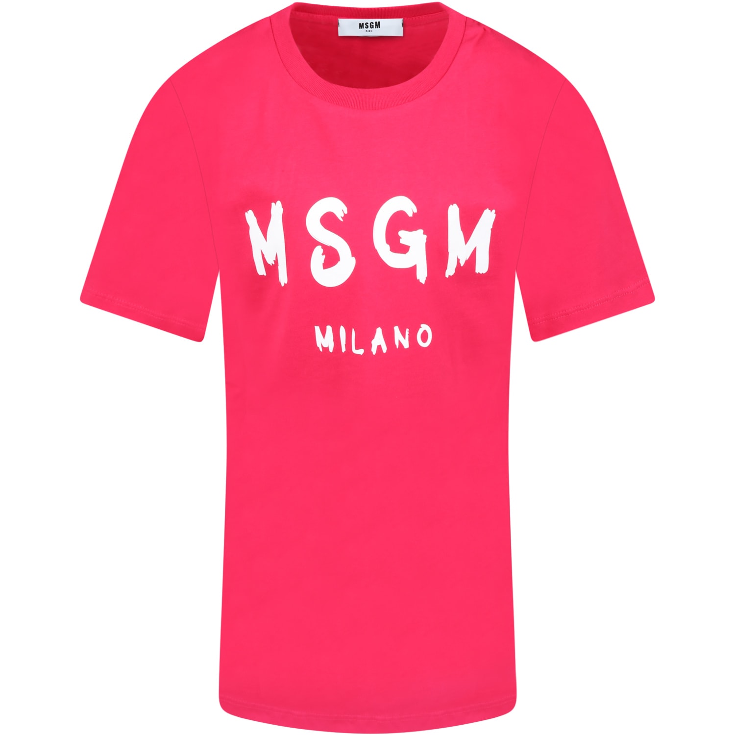 MSGM Fuchsia Dress For Girl With Logo