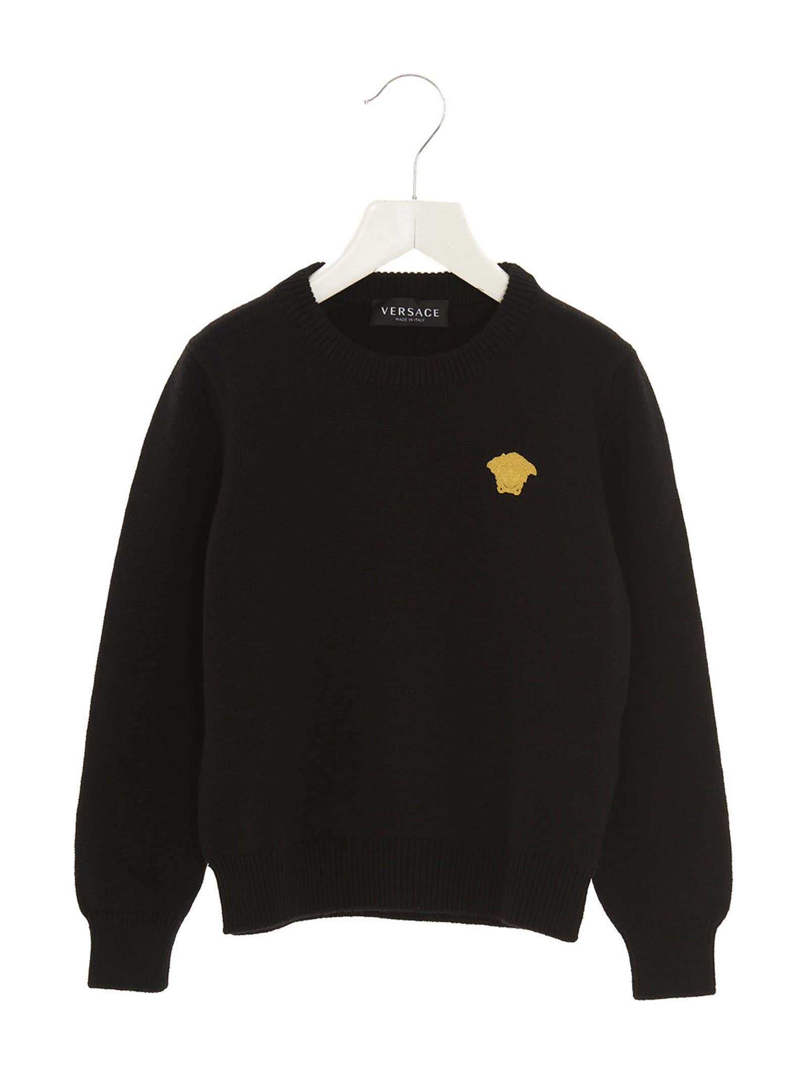 Shop Young Versace Medusa Sweater In Nero