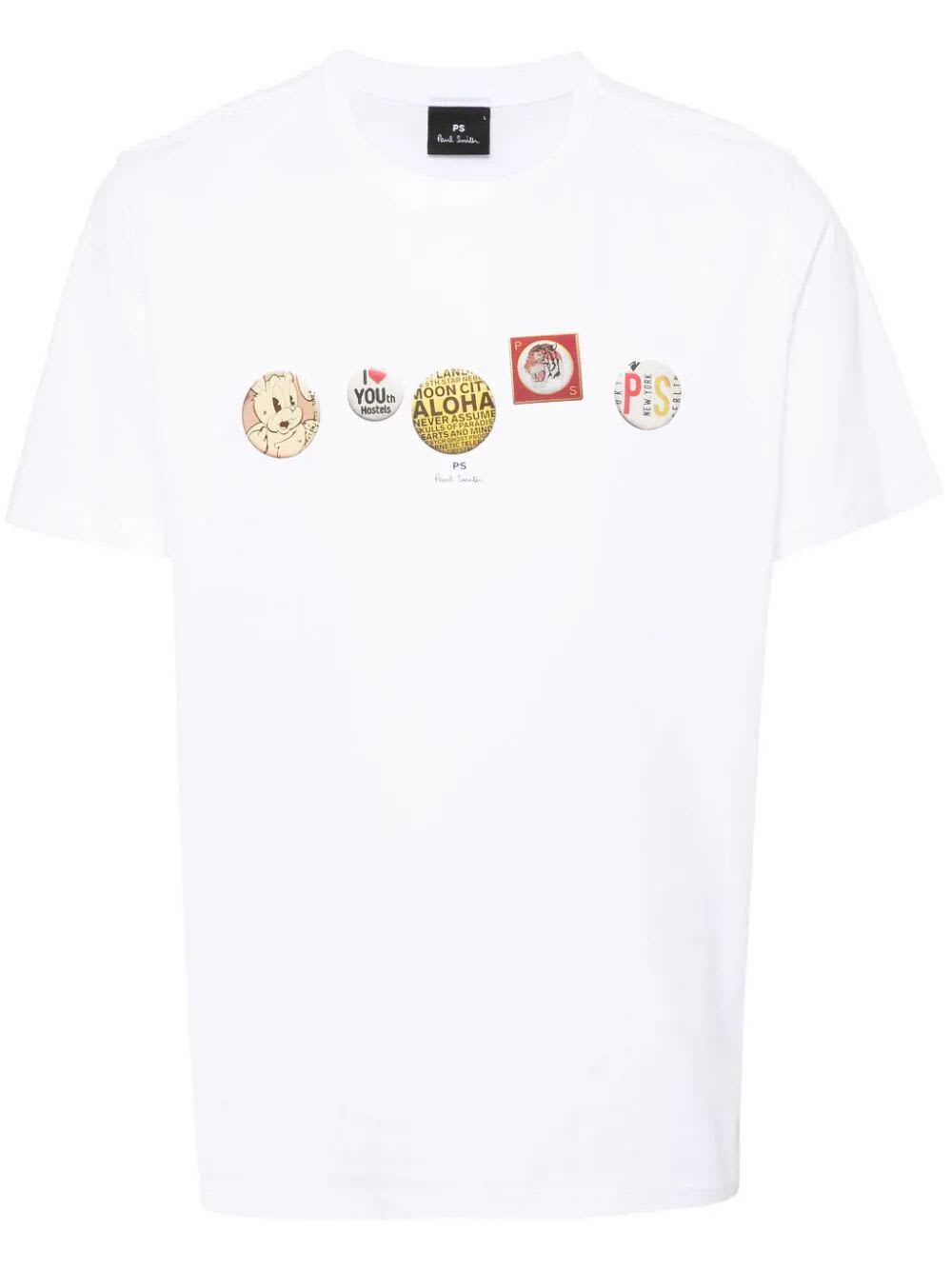 Shop Ps By Paul Smith Mens Reg Fit T-shirt Badges In Whites