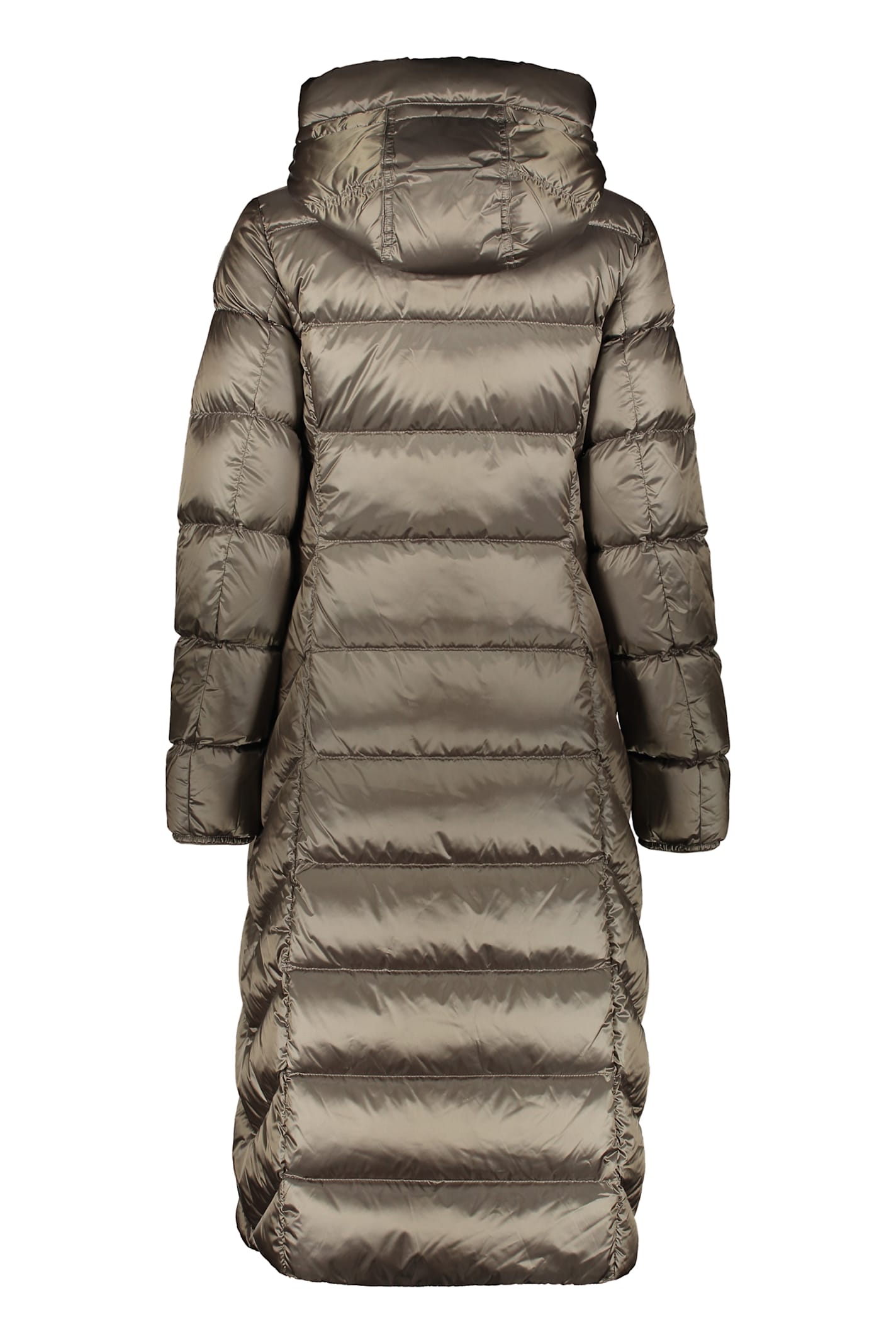 Parajumpers Padded Long Jacket With Hood In Gray