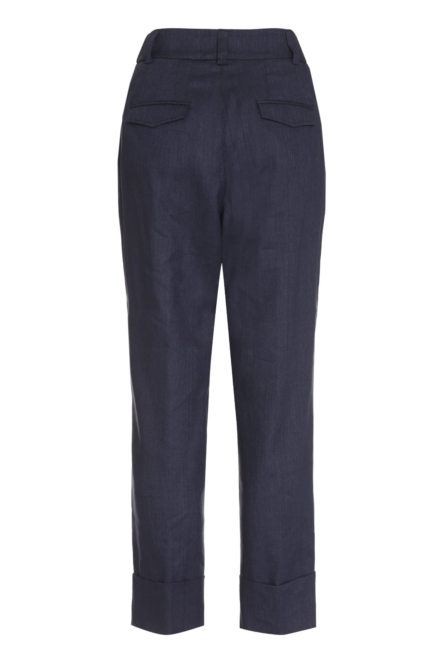 Shop Peserico Wool Blend Trousers In Blue