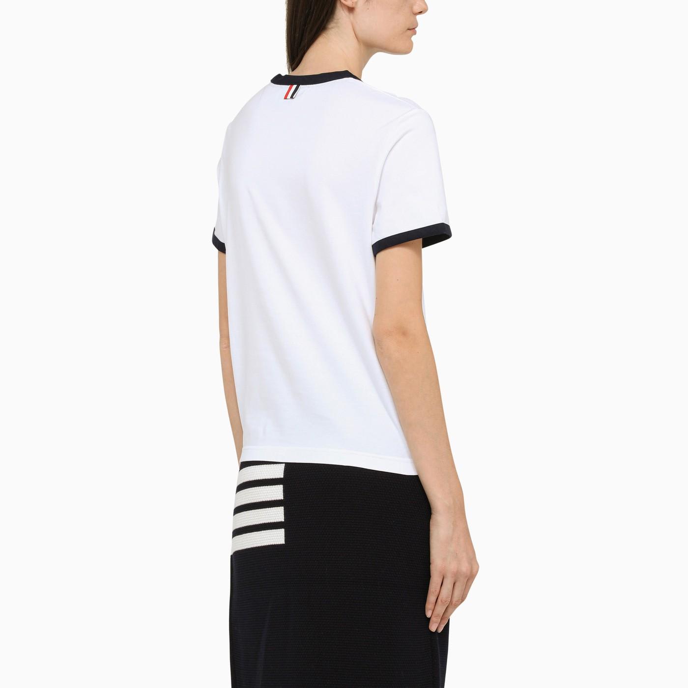 Shop Thom Browne White Cotton Crew Neck T-shirt