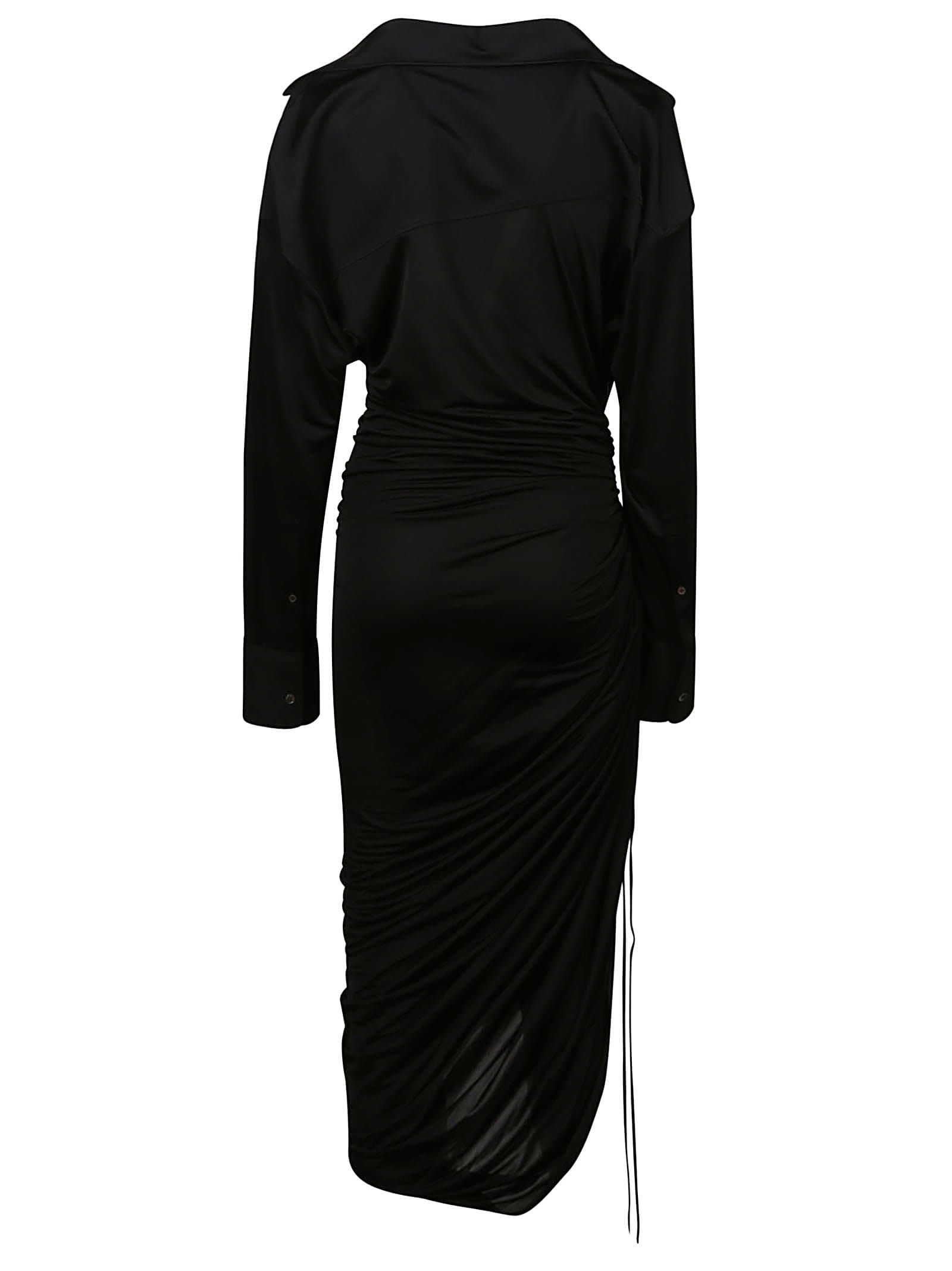 Shop Alexander Wang Asymetrical Cowl Neck Dress In Black
