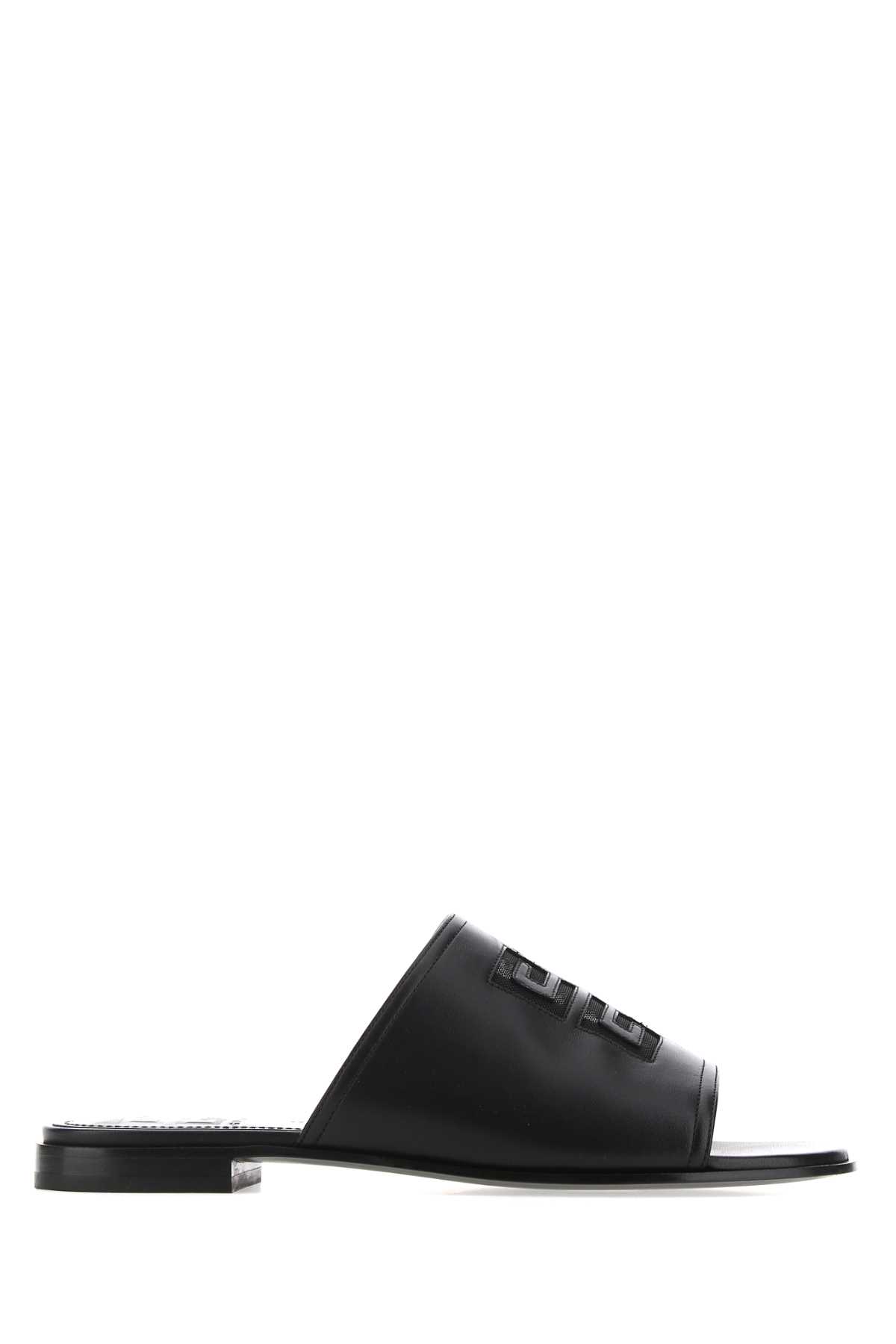 Shop Givenchy Black Nappa Leather 4g Slippers