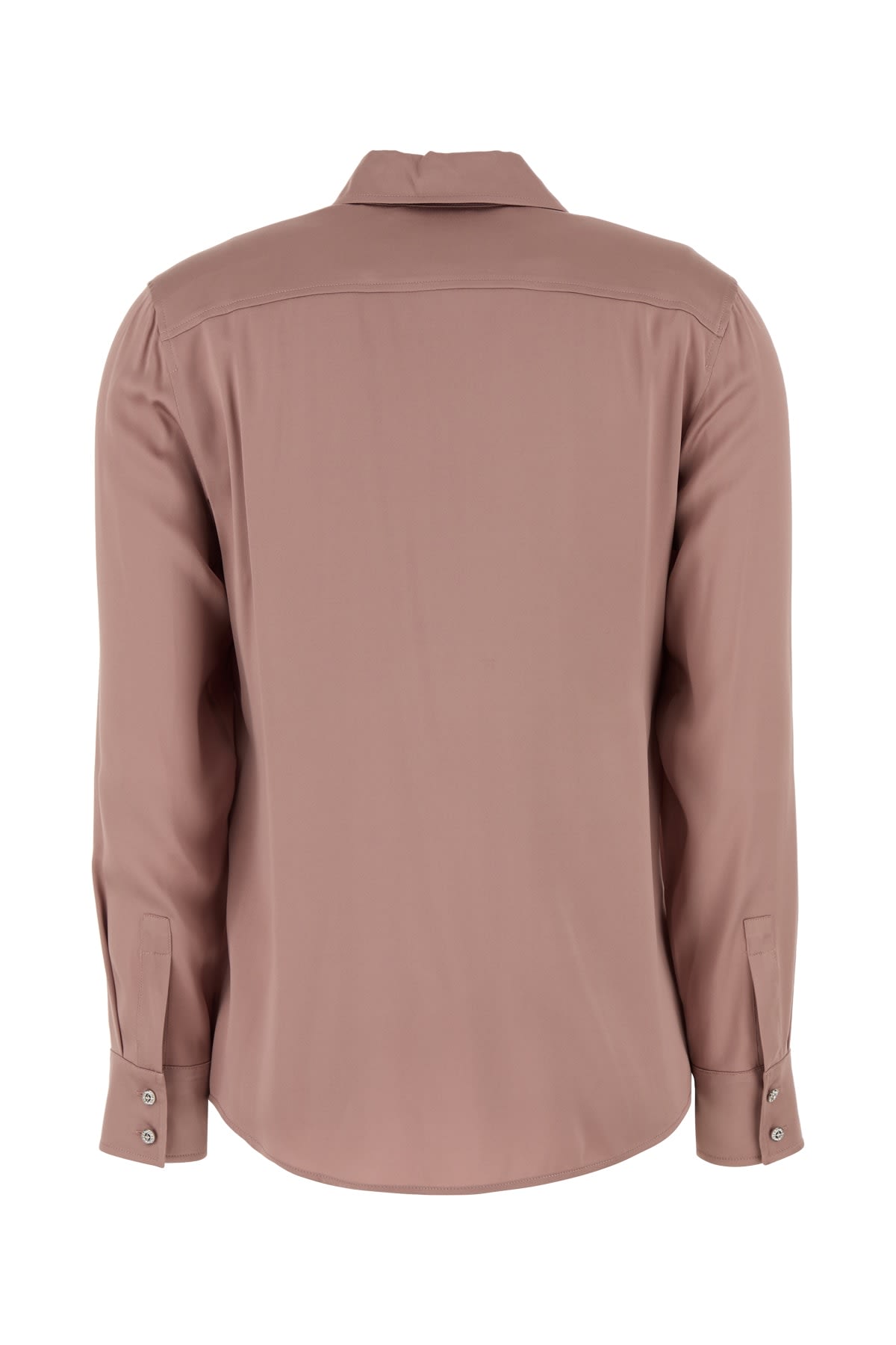 Max Mara Studio Pink Stretch Satin Baden Shirt In Pink