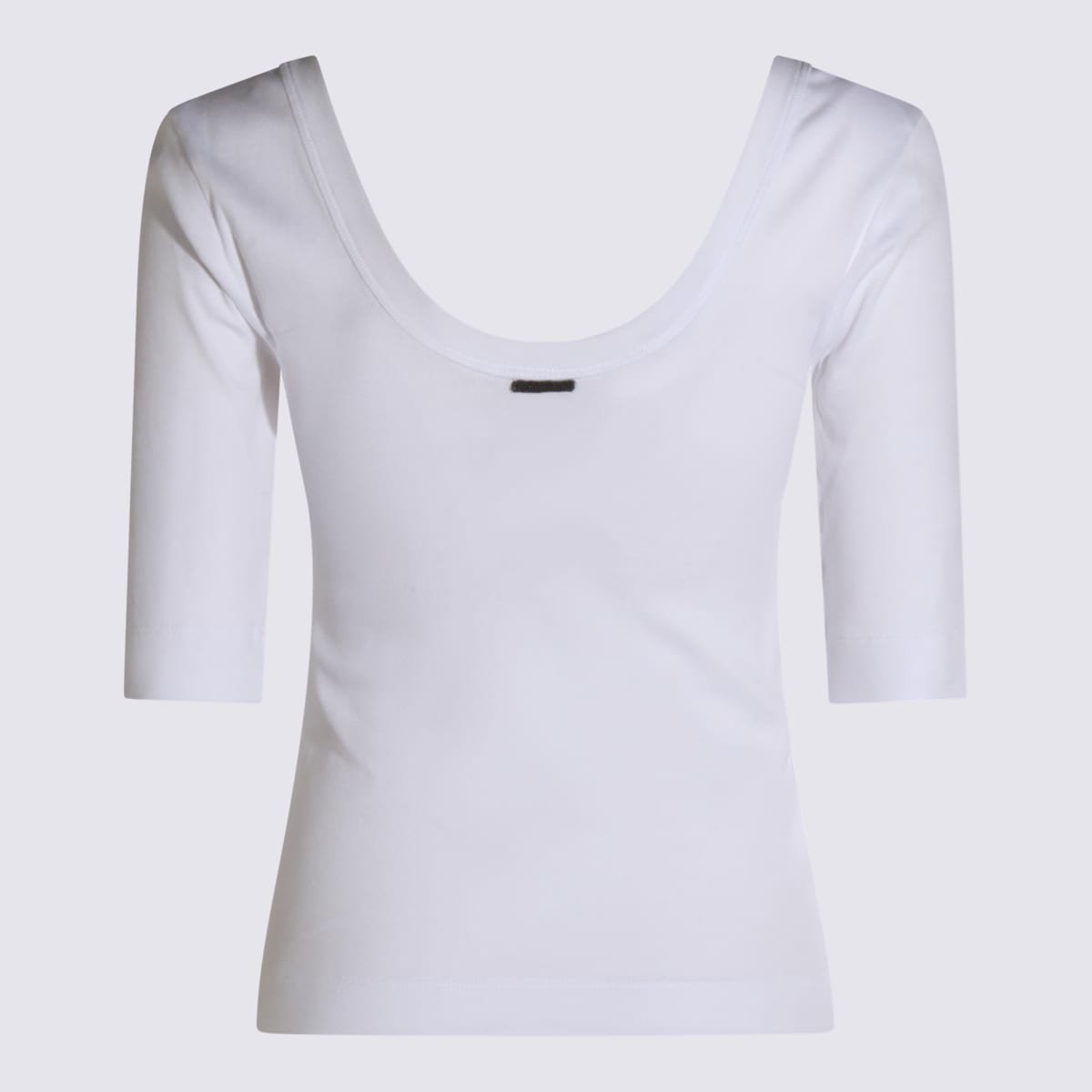 Brunello Cucinelli White U-neck T-shirt With Back Monil Detail In Cotton Woman In White