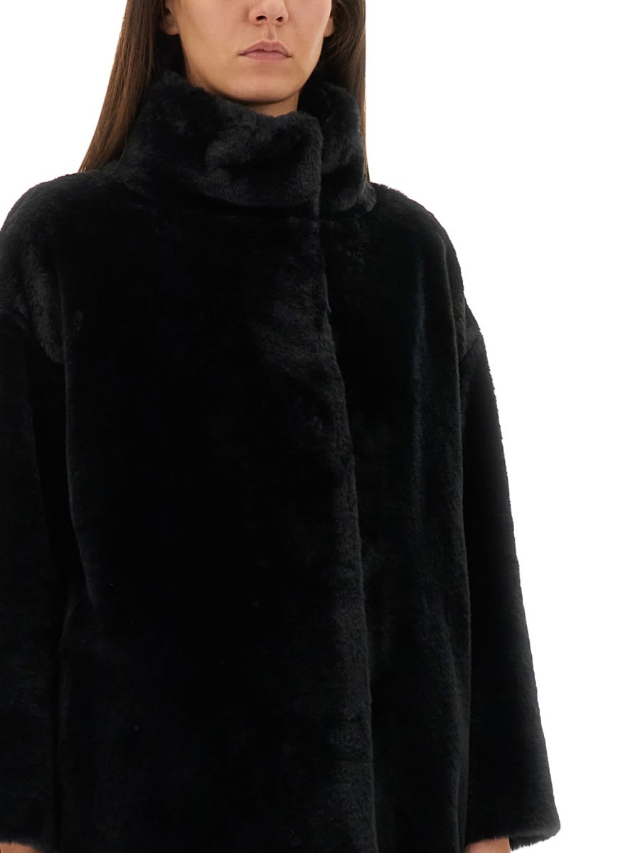 Herno Eco Fur Coat In Black