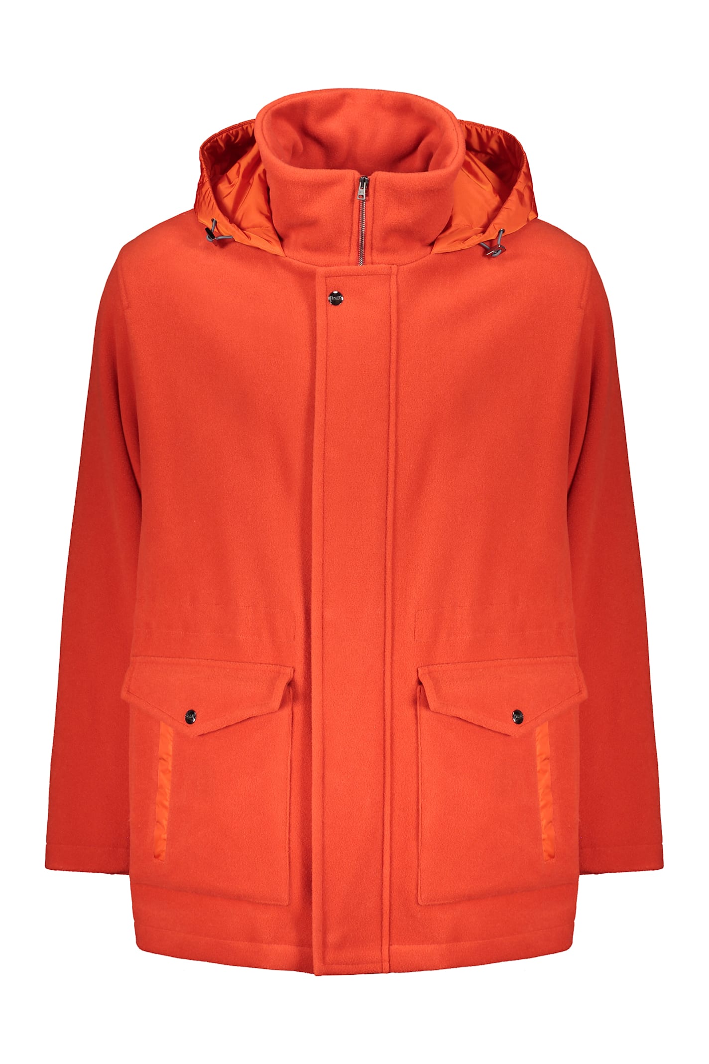 Herno Wool Parka Coat In Coral