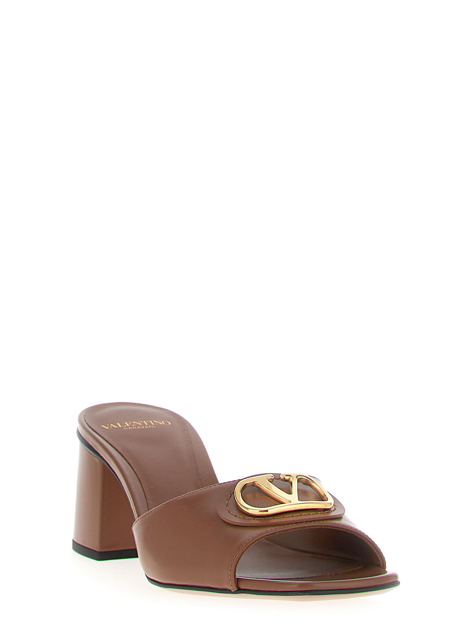 Valentino 60mm Vlogo Signature Leather Sandals In Brown