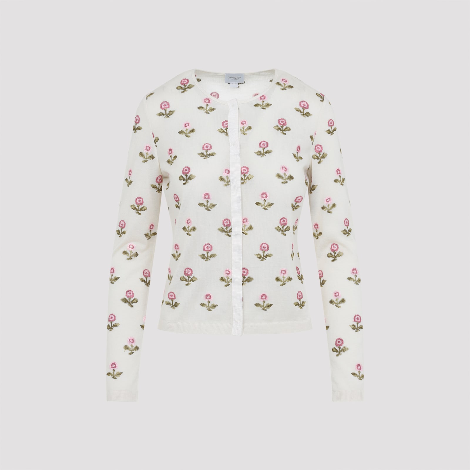 Giambattista Valli Floral-pattern Cashmere And Silk Blend Sweater In White